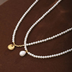 Fashion Simple Classic Minimalistic Glass Pearl Necklaces for Girls Trendy Stylish Jewelry for Women Ladies Wholesale Bulk