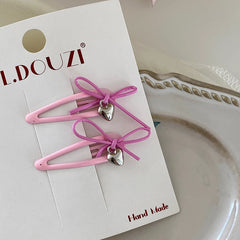 Chic Solid Color Sweet Bowknot Heart Shaped Hair Clips for Girls Fashion Graceful Haarspange for Women Ladies Hair Accessories