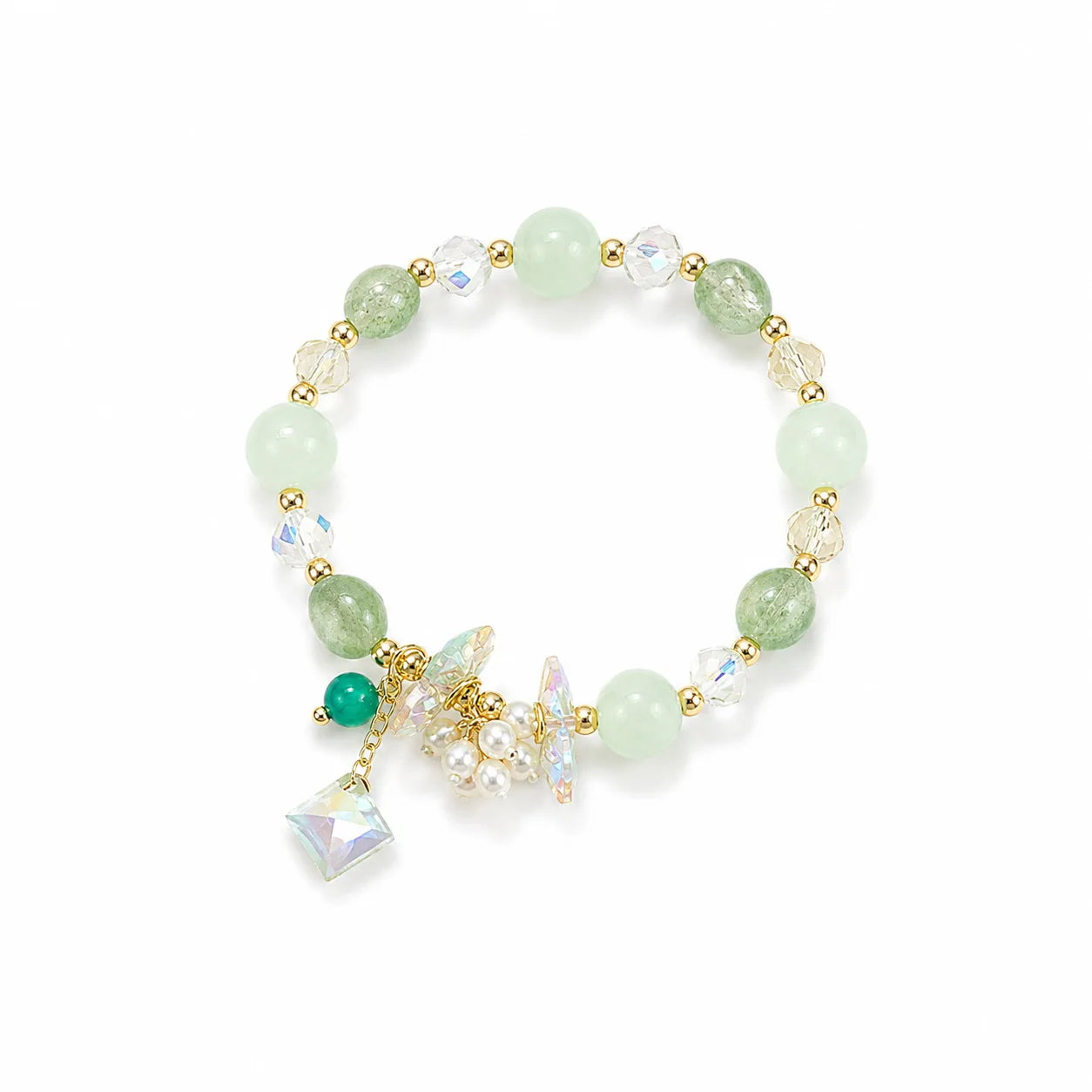 Women Green Pink Pearl Beads Bracelet Factory Price Low MOQ Fresh Charms in Stock Jewelry for Female Causal Daily Travelling