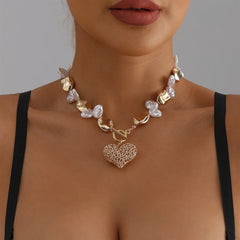 Fashion Trendy Bold Dainty Glamorous Beads Heart Shaped Necklaces for Girls Sweet Jewelry for Women Ladies Accessories Wholesale