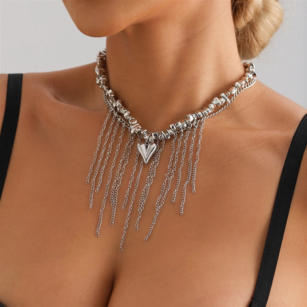 Fashion Simple Steel Beads Tassel Necklaces for Girls Stylish Insta Style Elegant Jewelry for Women Ladies Accessories Wholesale