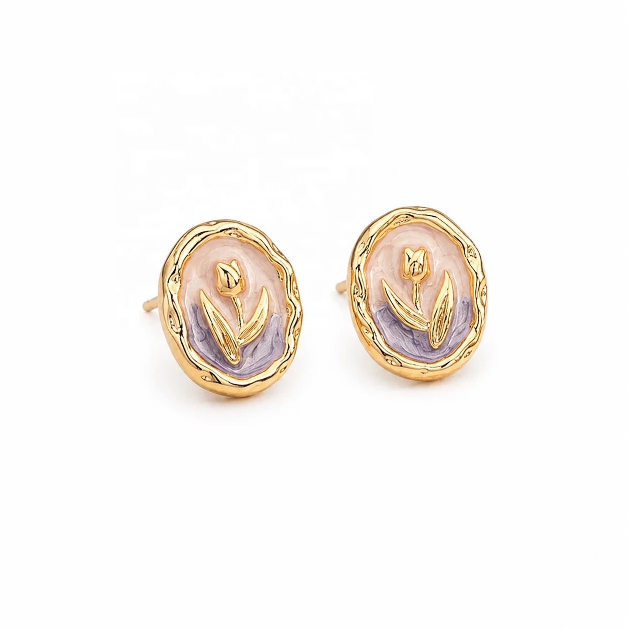 Women Fashion Simple S925 Silver 18k Gold-plated Stud Earring Drip Glaze Hand-Painted Bulk Low MOQ Elegant Jewelry for Daily