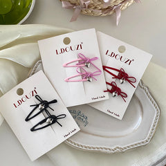 Chic Solid Color Sweet Bowknot Heart Shaped Hair Clips for Girls Fashion Graceful Haarspange for Women Ladies Hair Accessories