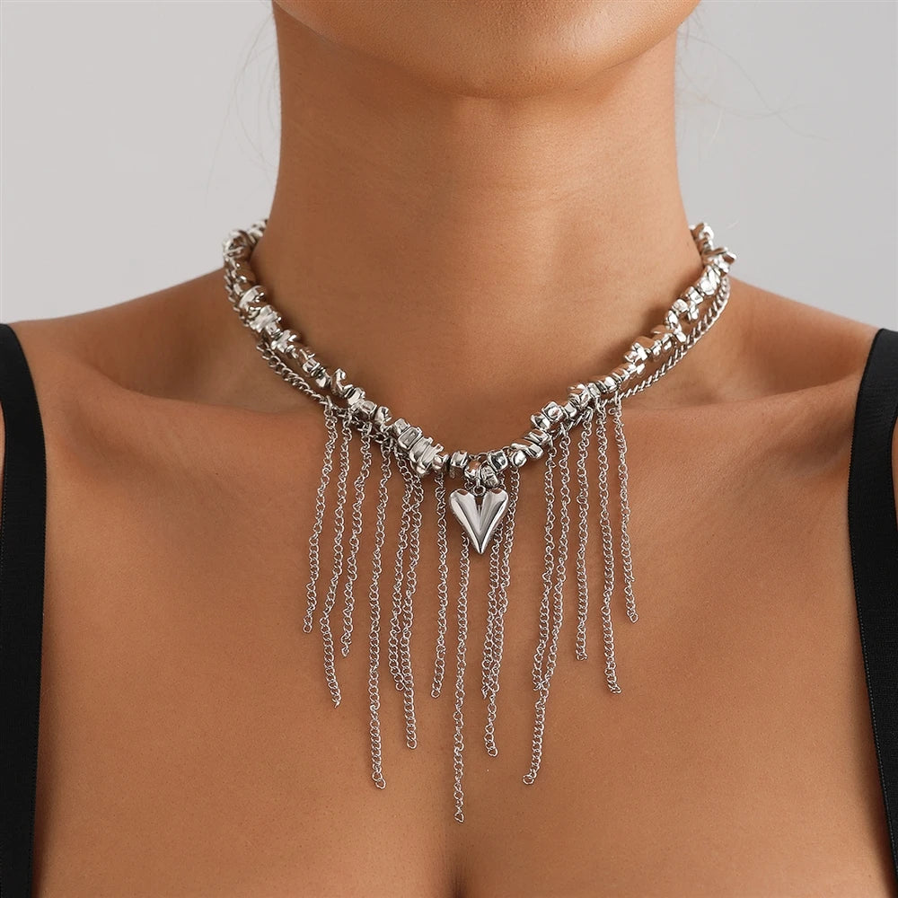 Fashion Simple Steel Beads Tassel Necklaces for Girls Stylish Insta Style Elegant Jewelry for Women Ladies Accessories Wholesale