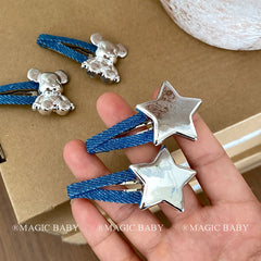 Minimalistic Denim Star Animal Hair Clips for Baby Girls Sweet Fashion Cute Snap Clips for Kids Children Hair Accessories Chic