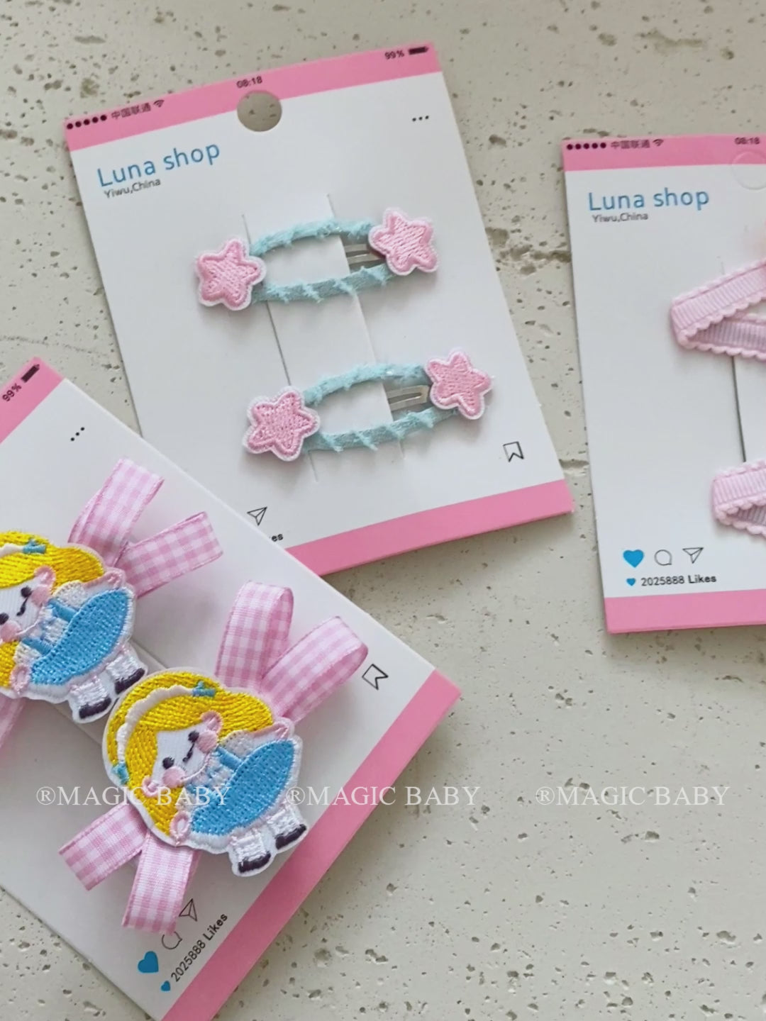 Cute Cartoon Star Bowknot Fabric Hair Clips for Baby Girls Kids Fashion Kawaii Snap Hair Accessories Stock