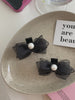 Hot Sale Elegant Small Hair Claw Clips for Women Black Solid Color Imitation Pearl Bowknot Hairpins Fashion Accessory for Daily