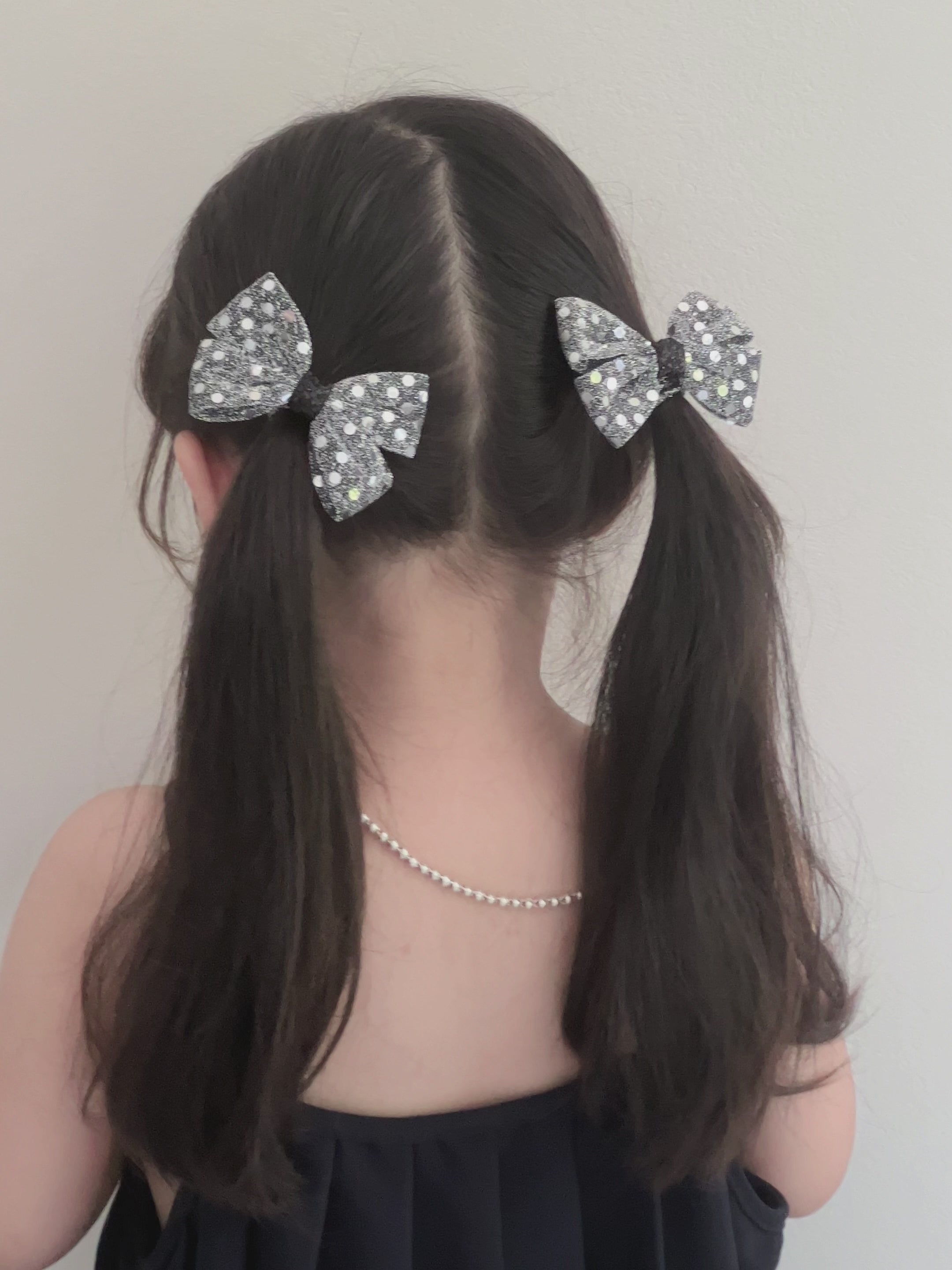 Girls Dots Grey Bowknot Elastic Small Hair Ties Fashion Elegant Cool Wholesale in Stock Scrunchies for Children Kids Daily Use