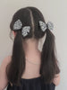 Girls Dots Grey Bowknot Elastic Small Hair Ties Fashion Elegant Cool Wholesale in Stock Scrunchies for Children Kids Daily Use