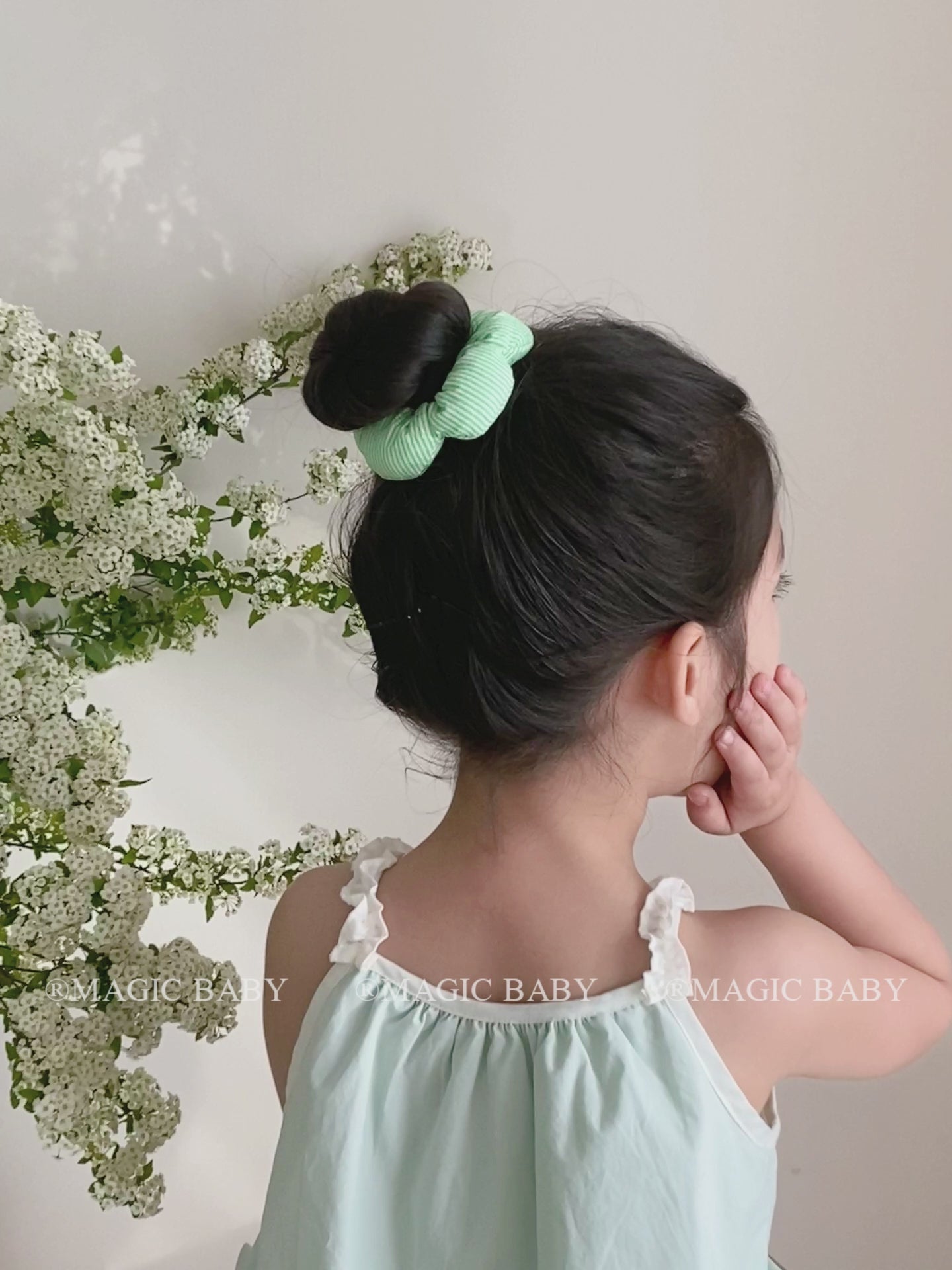 Sweet Solid Color Plaid Dot Stripe Flower Scrunchies Cute Hair Ties for Baby Girls Fashionable Hair Accessories for Kids