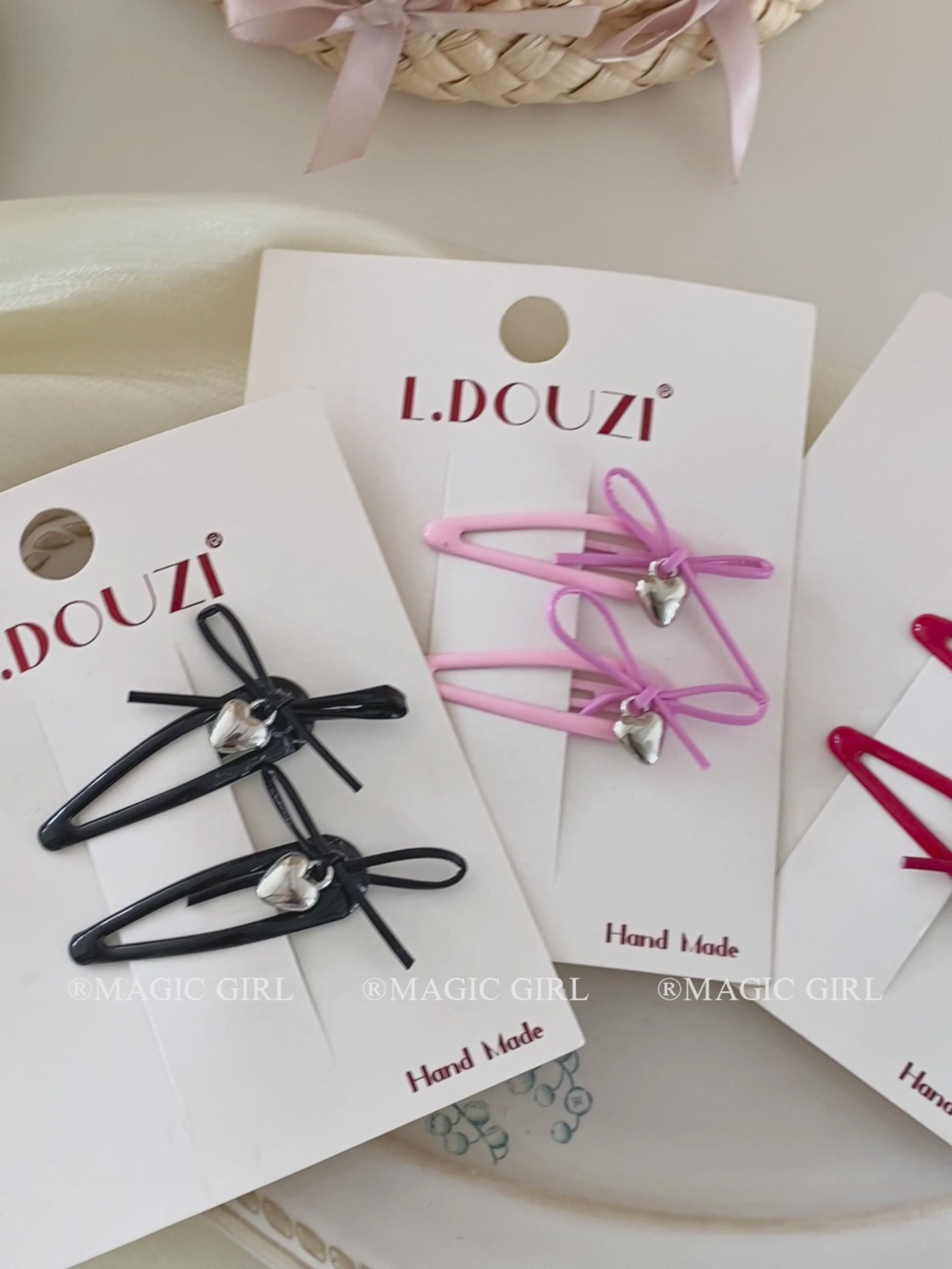 Chic Solid Color Sweet Bowknot Heart Shaped Hair Clips for Girls Fashion Graceful Haarspange for Women Ladies Hair Accessories