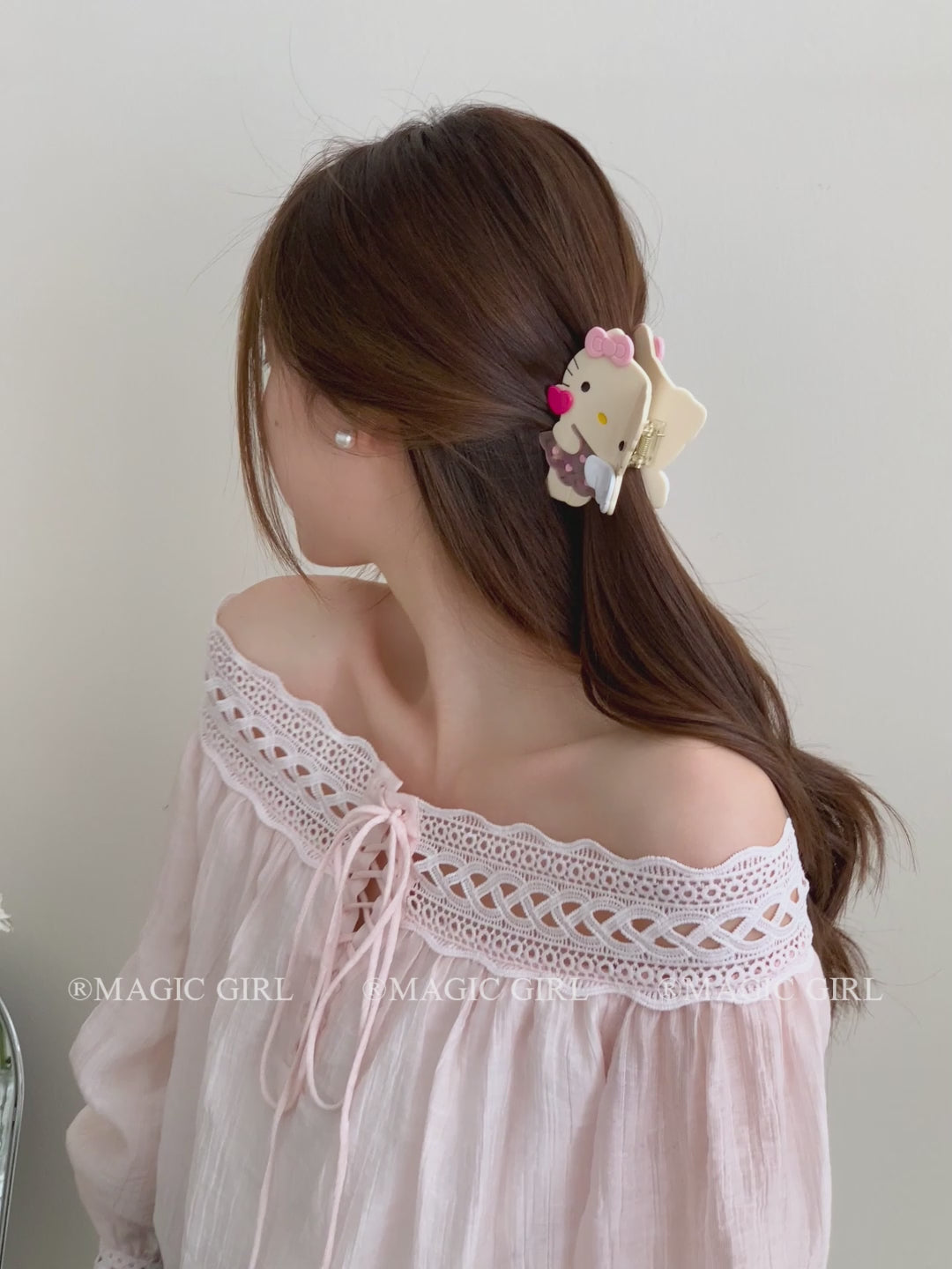 Cute Sweet Kitty Cat Cartoon Wing Hair Claw Clips for Girls Acetate Fashion Chic Hair Clutches for Women Ladies Hair Accessories