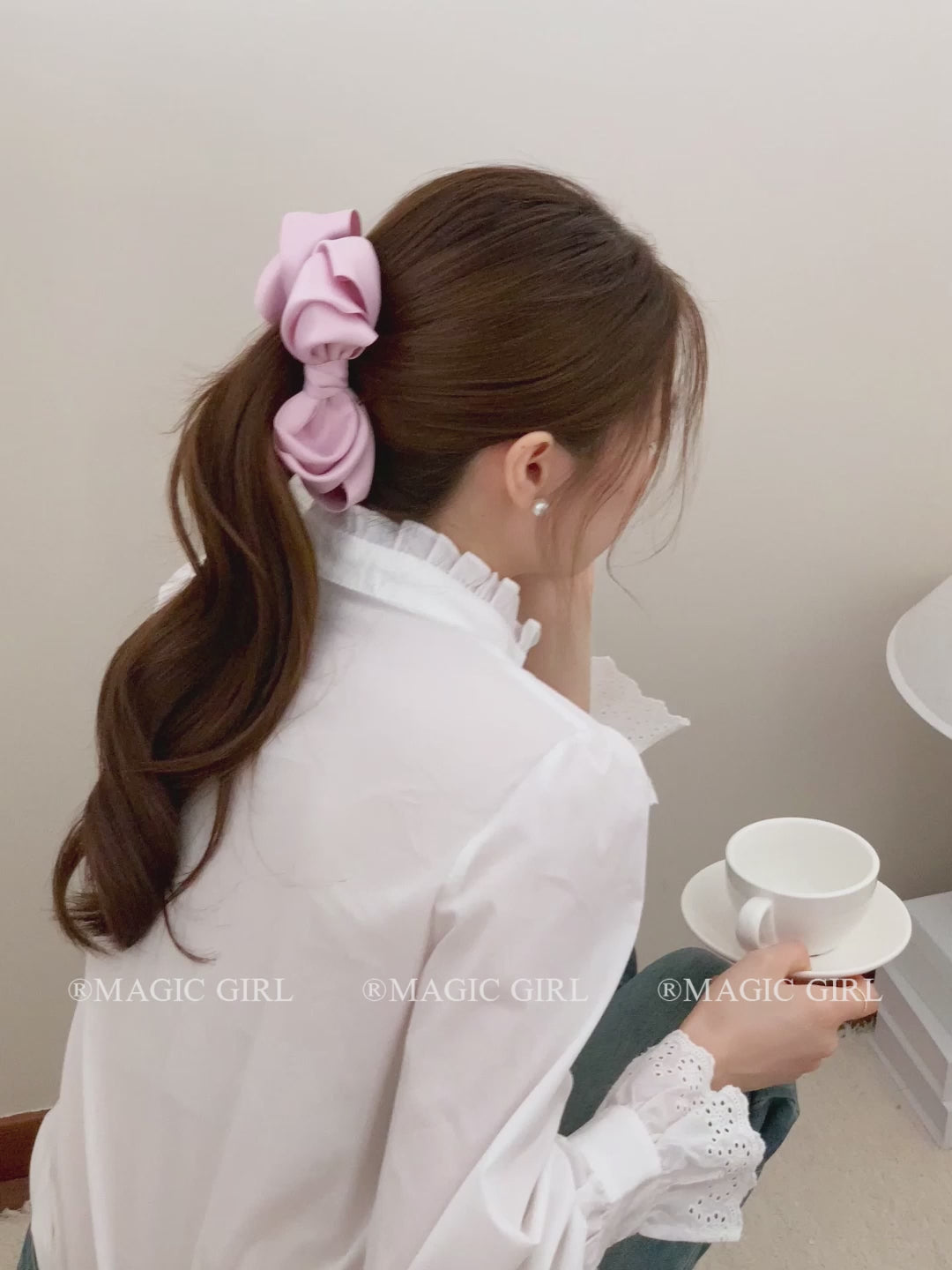 Elegant Cute Classic Banana Hair Clips for Women Princess French Style Bowknot Hair Accessories Solid Color Made Plastic Fabric