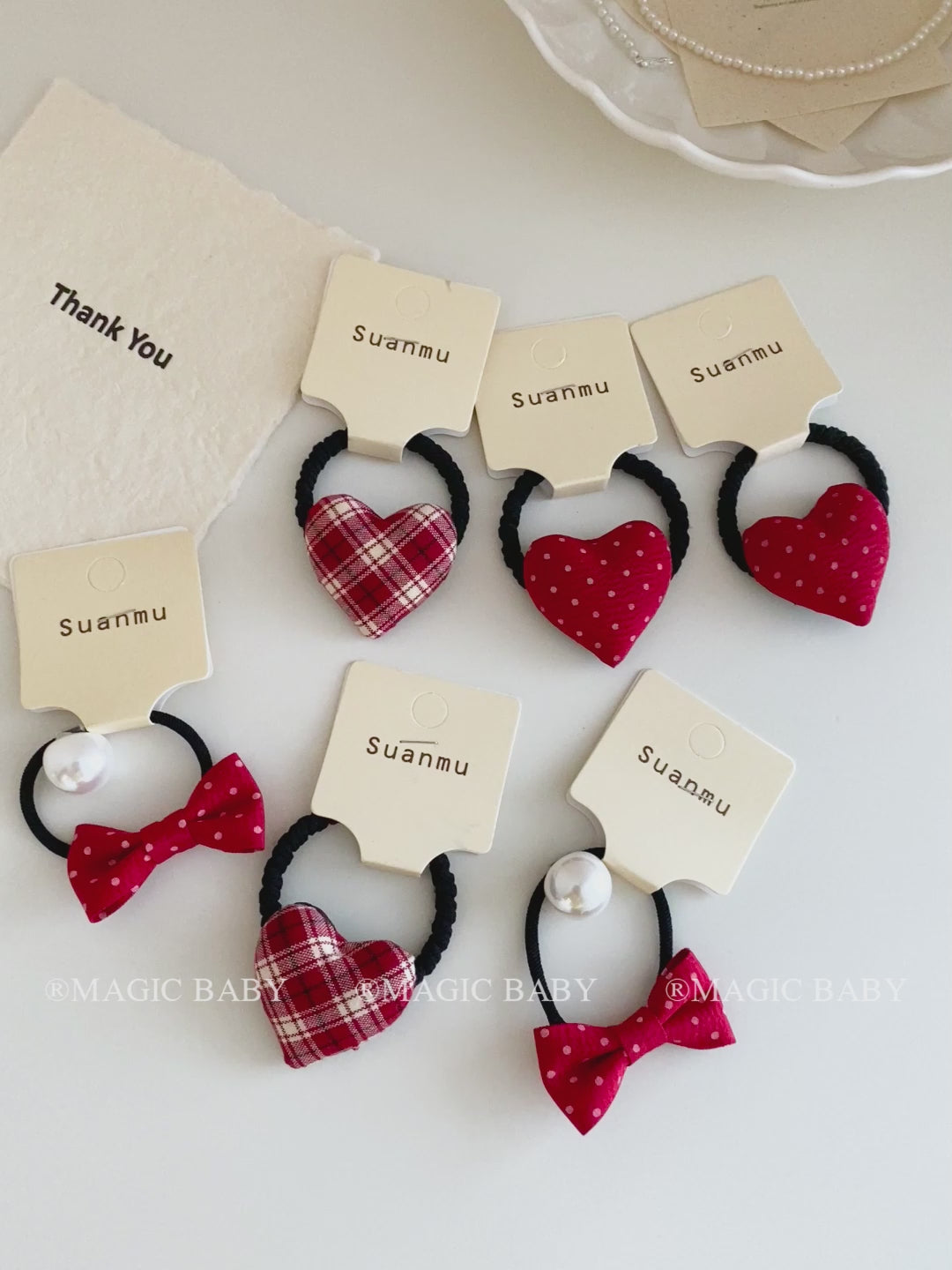 Chic Cute Kids Hair Ties Sweet Bowknot Heart Shaped Plaid Scrunchies Polka Dot Fashion Hair Accessories for Children