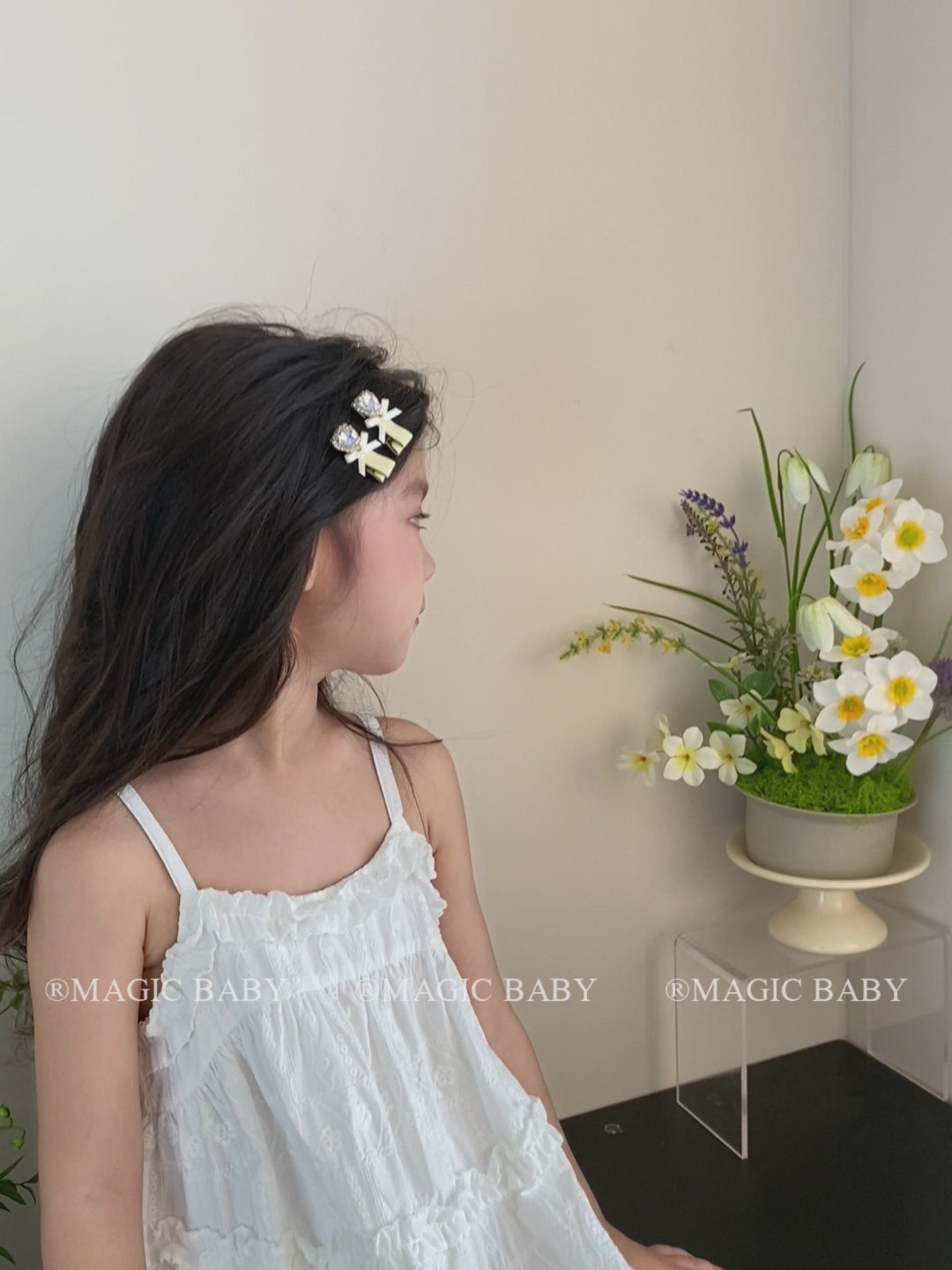Cute Elegant Bowknot Hair Clips for Baby Girls Yellow Solid Color Alloy Fabric Fashionable Alligators Hair Accessories for Kids