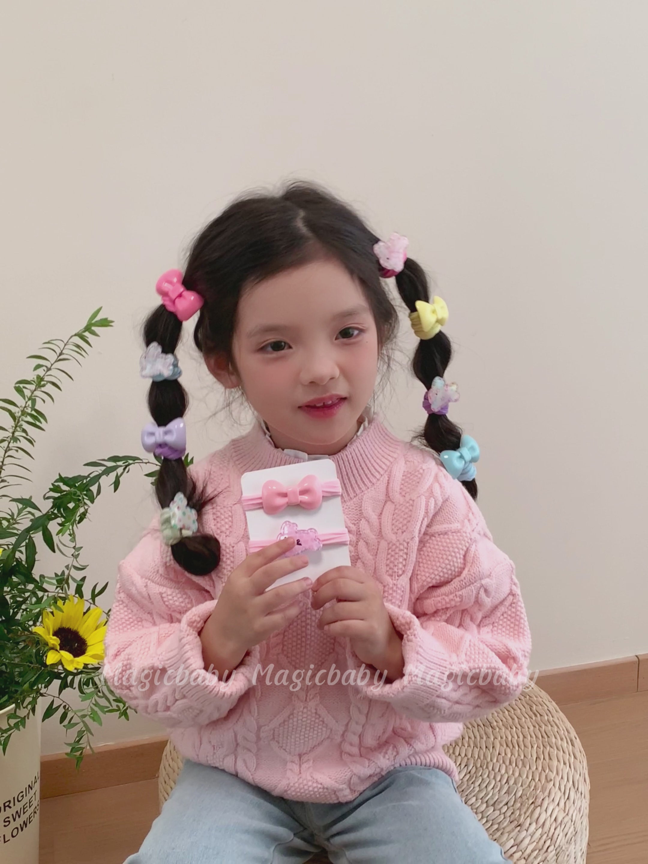 Cute Sweet Animals Bowknot Scrunchies Kawaii Classic Hair Ties for Baby Girls Kids and Teens Hair Accessories Stock