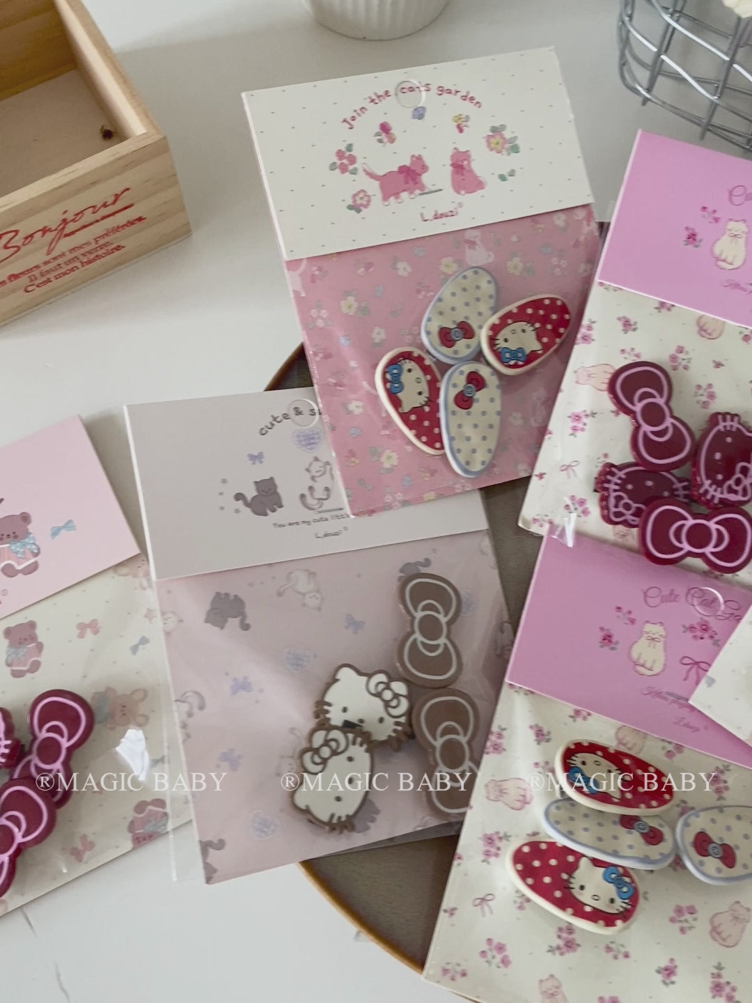 Fashion Trendy Cute Kitty Cat Hair Clips Sweet Animal Bowknot Alligators for Baby Girls for Party Hair Accessories Stock