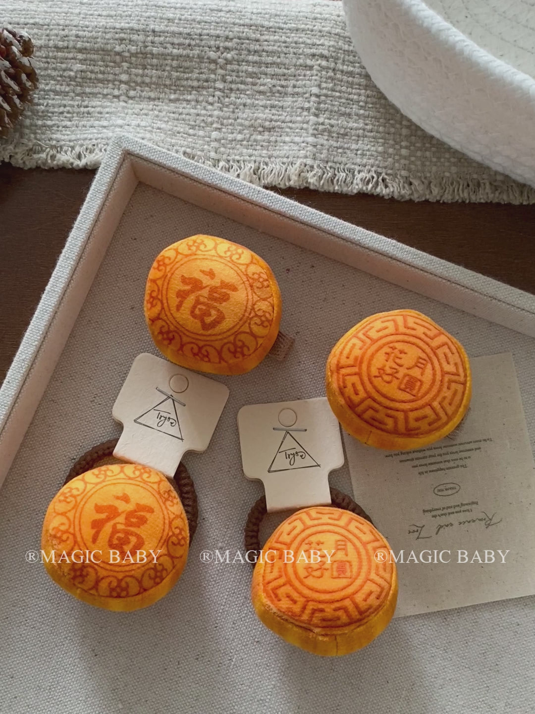 Sweet Cute Mid Autumn Festival Mooncake Hair Clips for Baby Girls Fashion Kawaii Alligators for Kids Children Hair Accessories