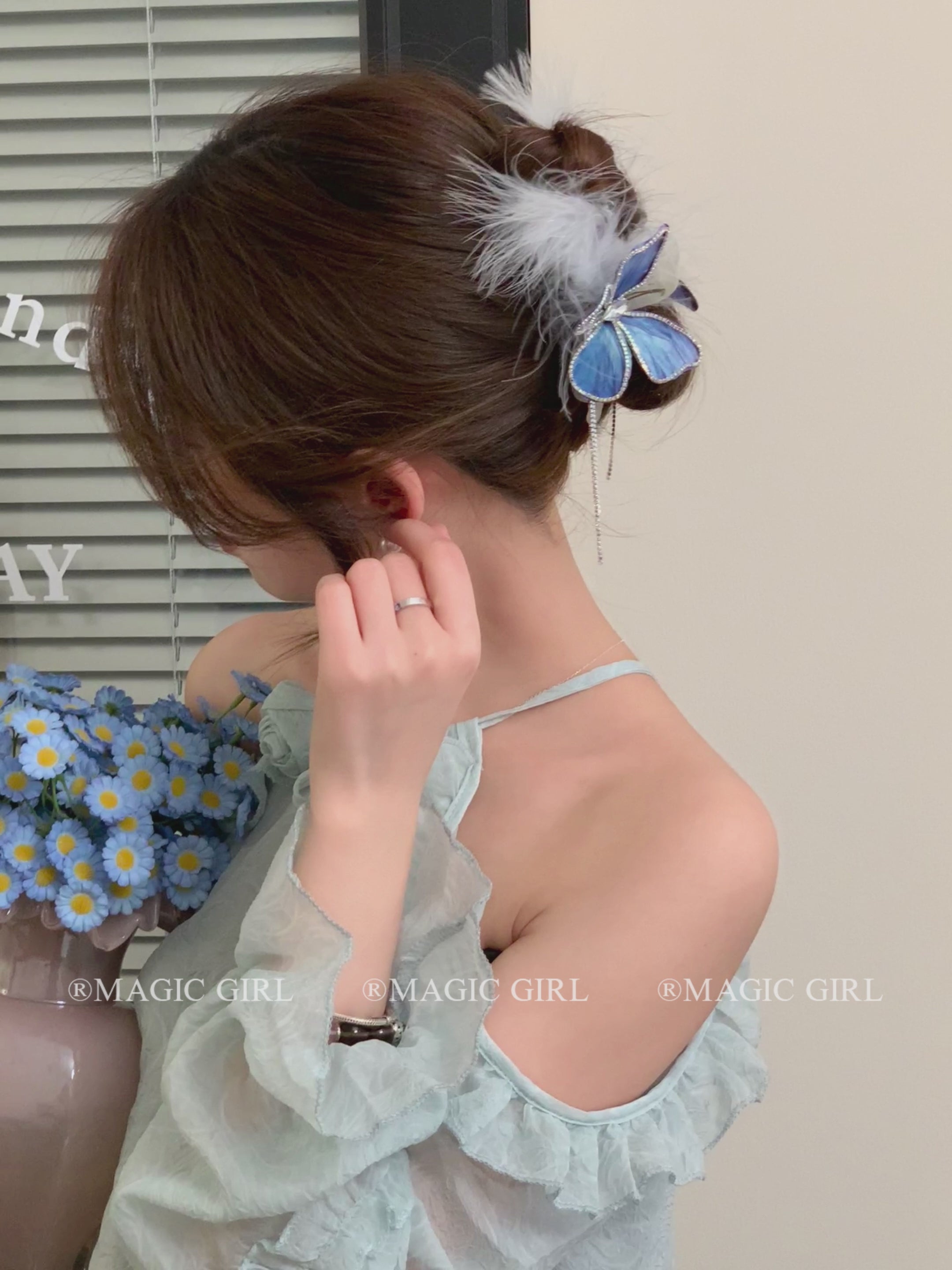 Butterfly Elegant Luxurious Glitter Hair Claw Clips for Girls Feather Princess Style Haarspange for Women Lady Hair Accessories