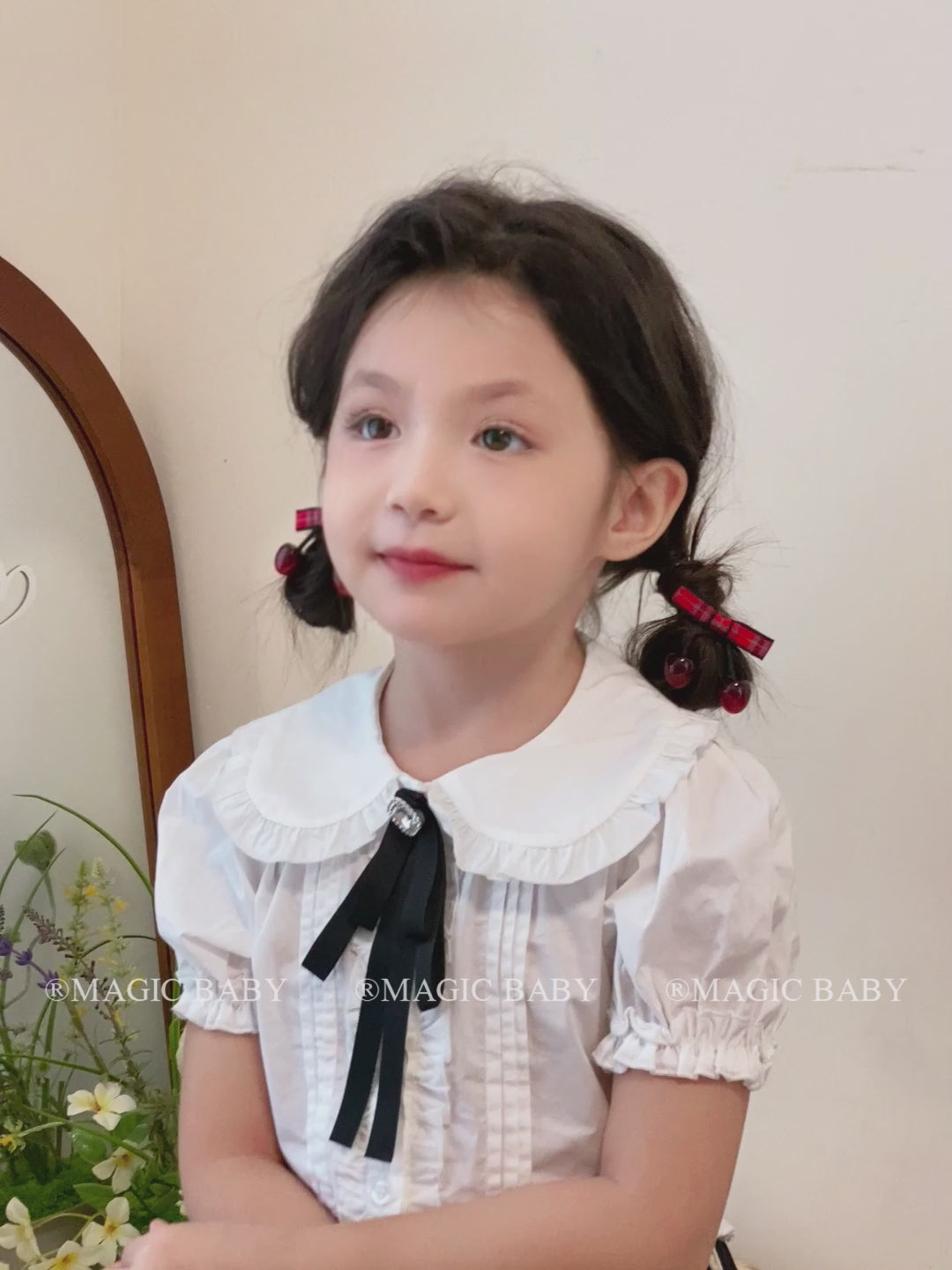 Magic Crown Sweet Cute Fashion Bowknot Solid Color Cherry Scrunchies Baby Girls High Elastic Simple Hair Ties 5cm Kids Hair