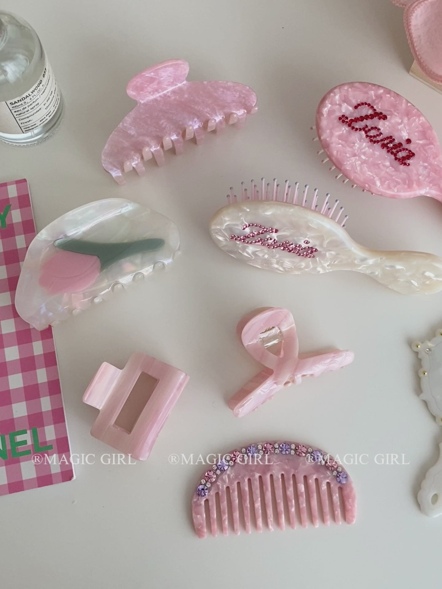 Hot Sale Pink Kawaii Aesthetic Hair Claws Comb Set Cute Acetate Stock Hair Clips for Women and Kids for Daily Use