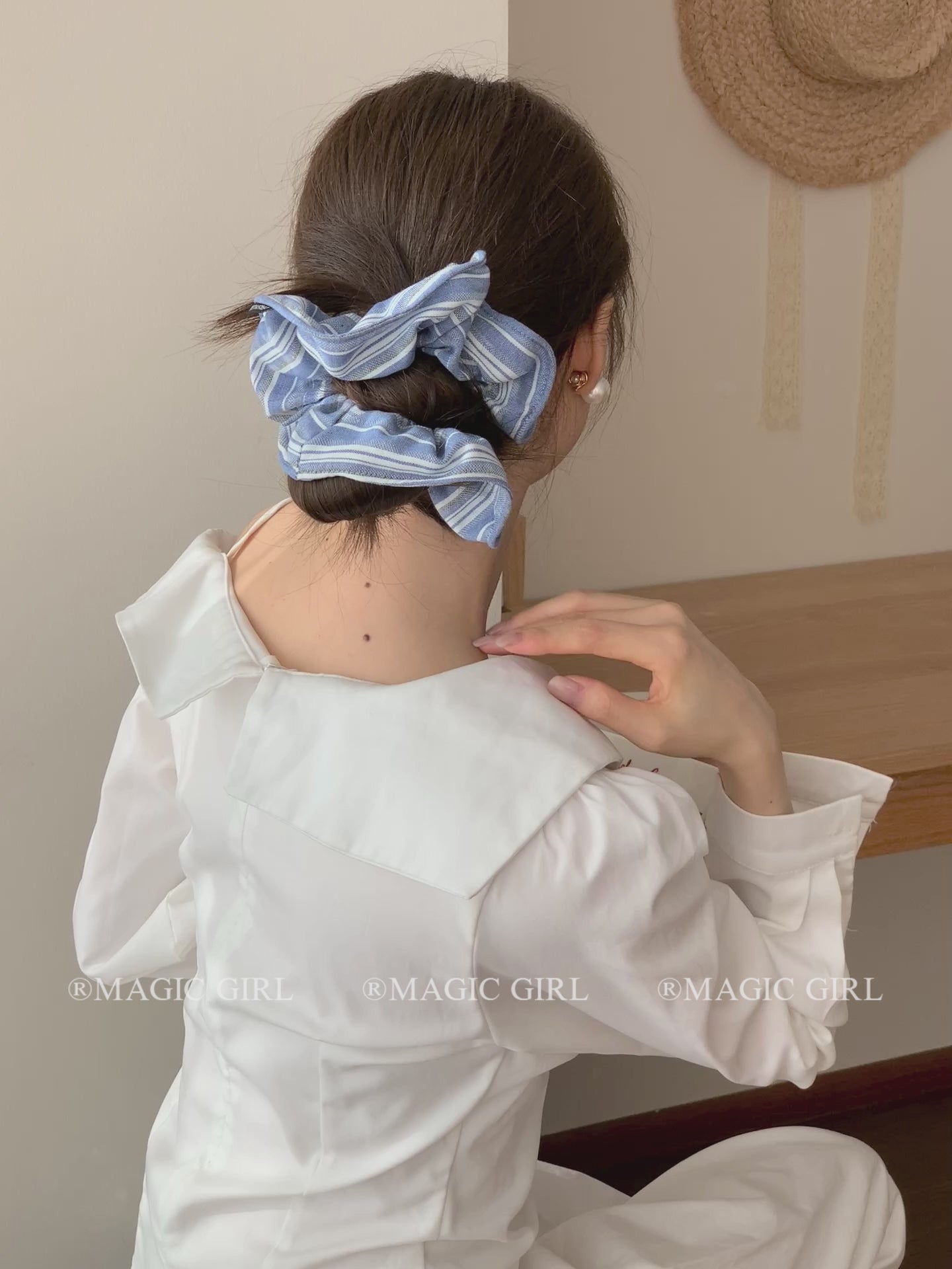 Fabric Plaid Black Blue Ponytail Holder Hair Thick Thin Hair Fashion Elegant in Stock Hair Ties Accessories for Women Kids Daily