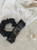 Women 2025 Hot Sale Black Bowknot Rhinestone Hair Ties Fashion Elegant Thick Thin Hair Scrunchies Accessories for Female Daily