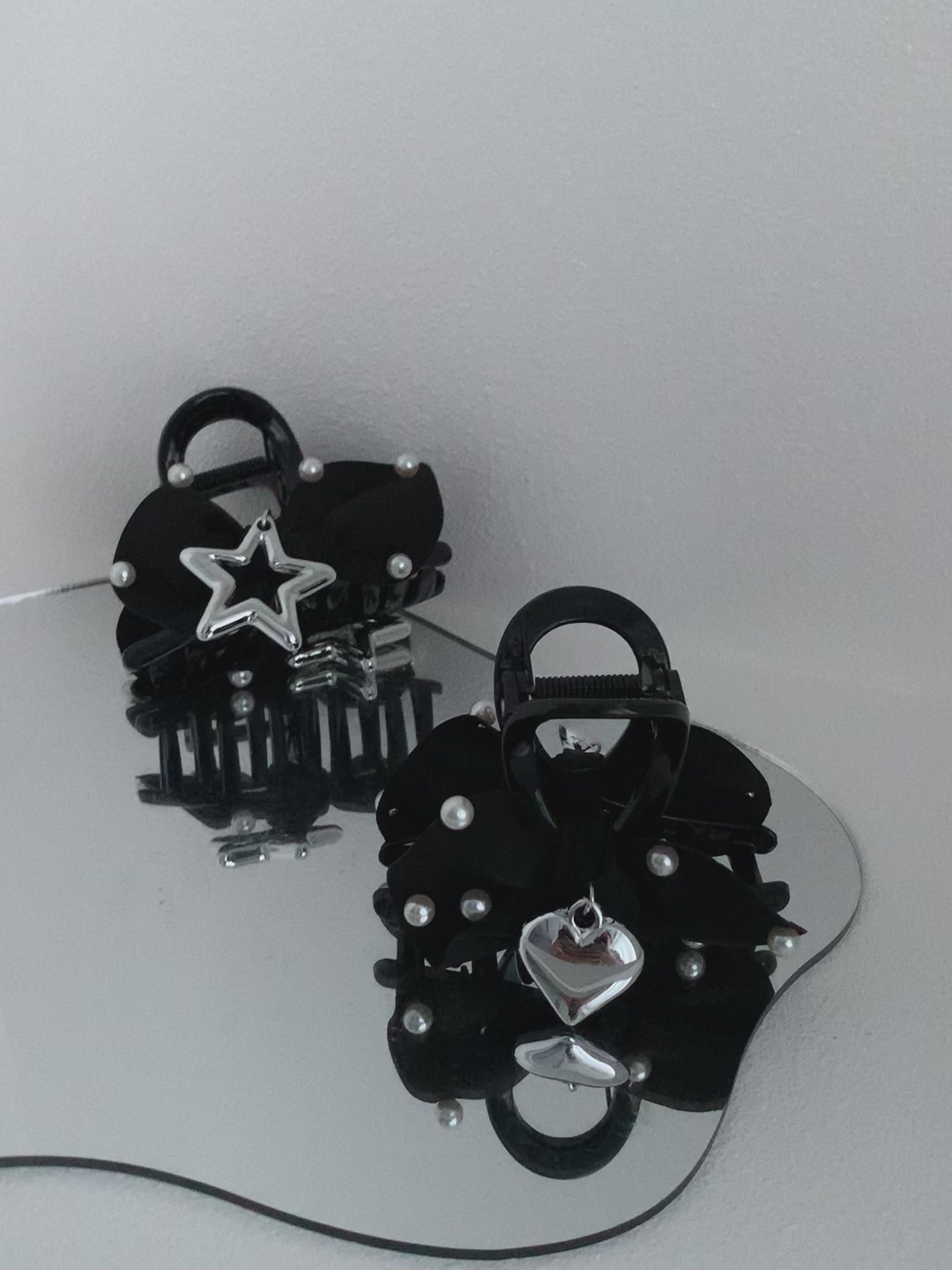 Hot Selling Black Small Star Heart Decorative Hair Claw Clips Trendy Graceful Customized in Stock Hairpins Accessories for Women