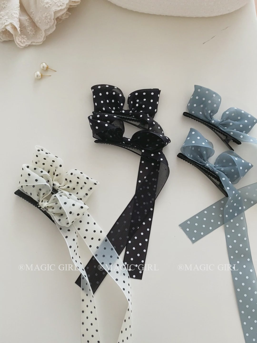 Classic Polka Dot Solid Color Bowknot Hair Clips for Girls Sweet Elegant Fashion Alligators for Women Ladies Hair Accessories