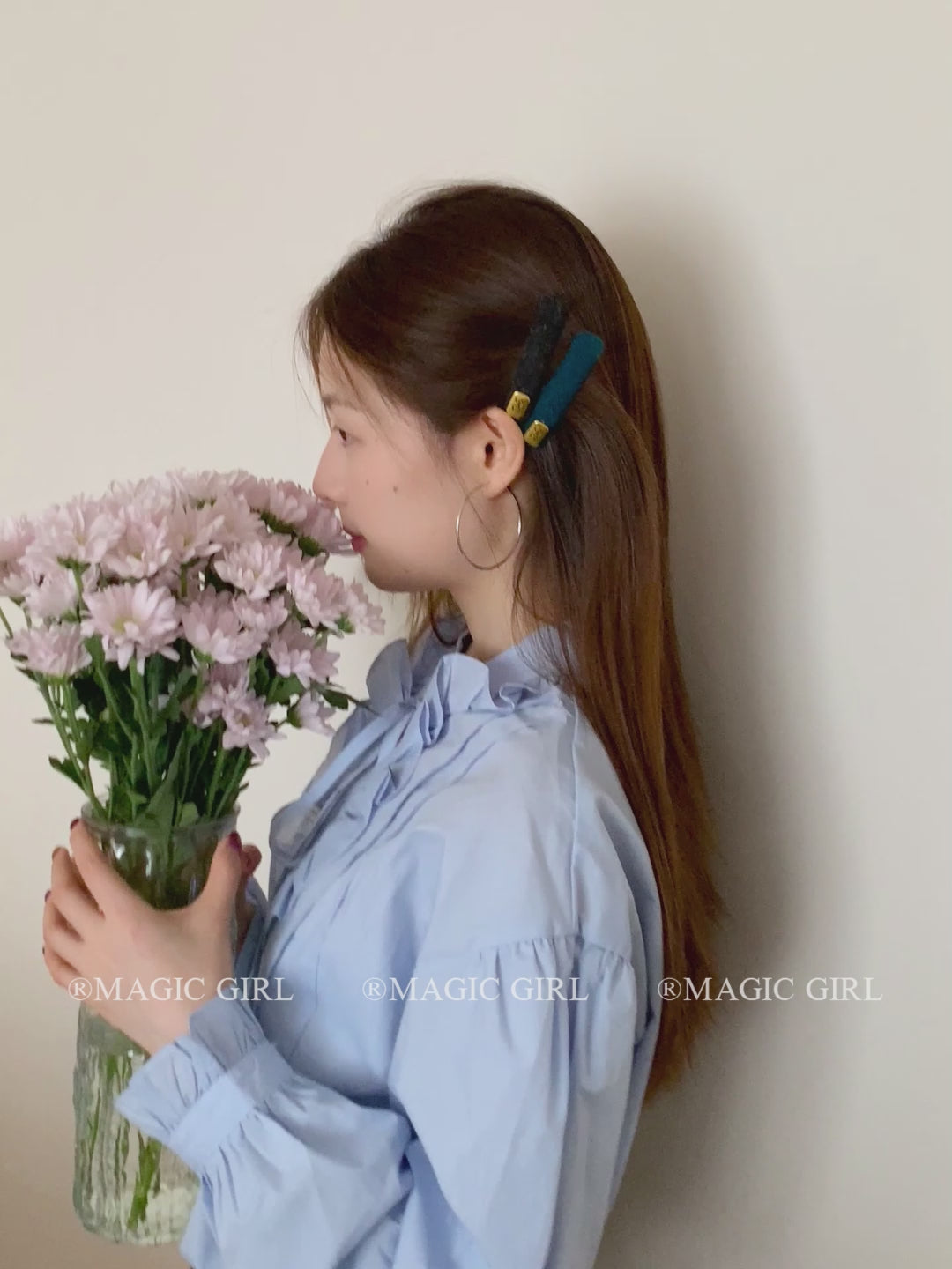 Female Blue Black Solid Colored Mental Bowknot Decorative Rectangle Snap Clips Fashion Elegant in Stock Hairpins Accessories