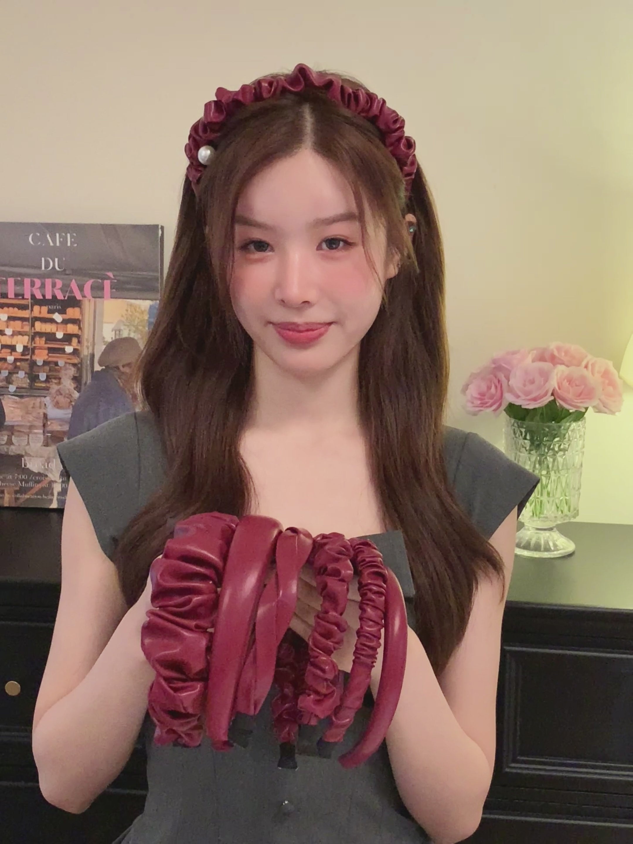 Elegant Graceful Minimalistic Women's Headband Fashion Red Solid Color Hair Accessory for Girls and Ladies Stocked