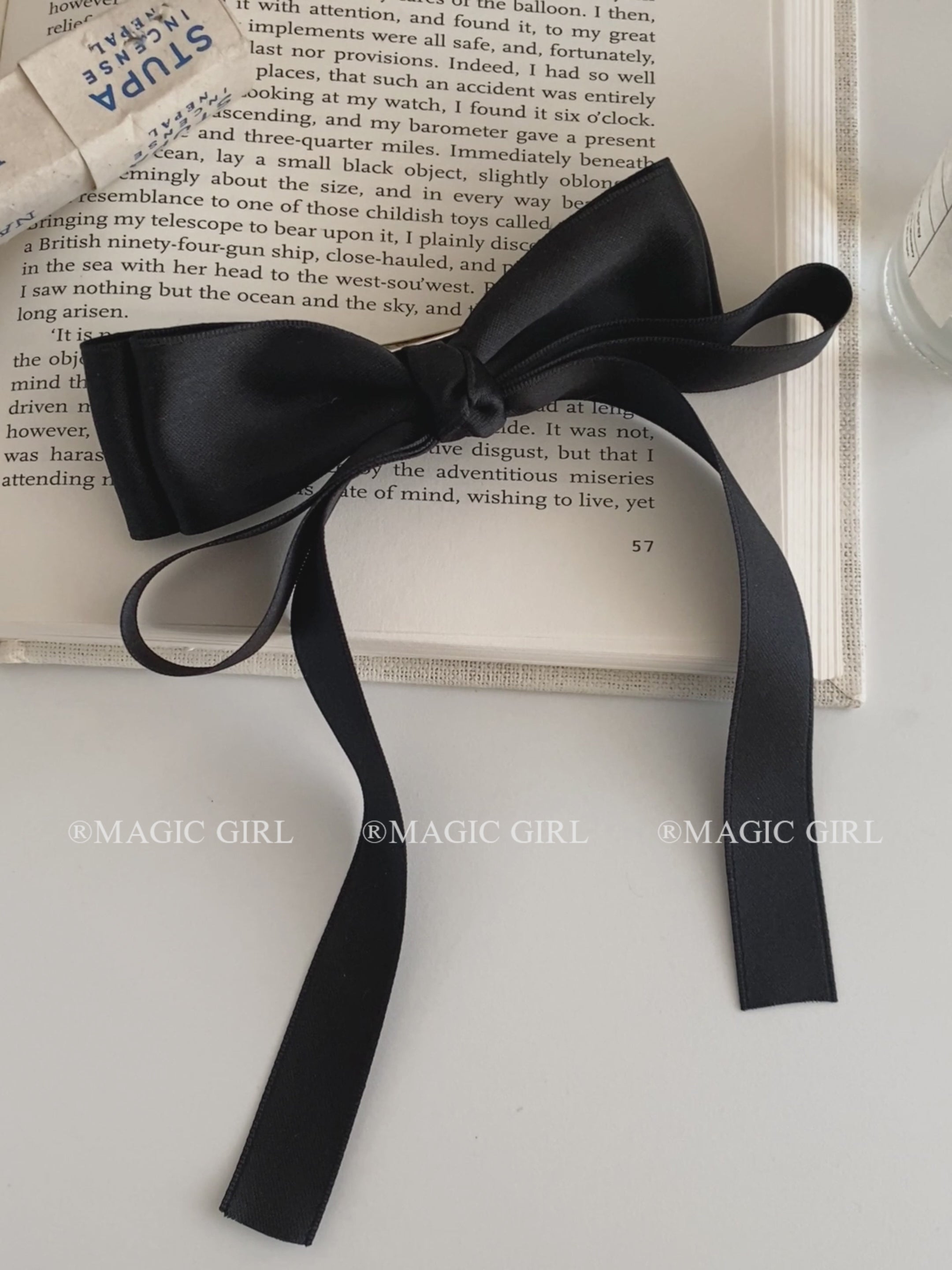 Elegant Trendy Customized Fabric Hair Claws Barrette Clips Hot Sale Black Solid Color Ribbon Bowknot for Women for Party Daily