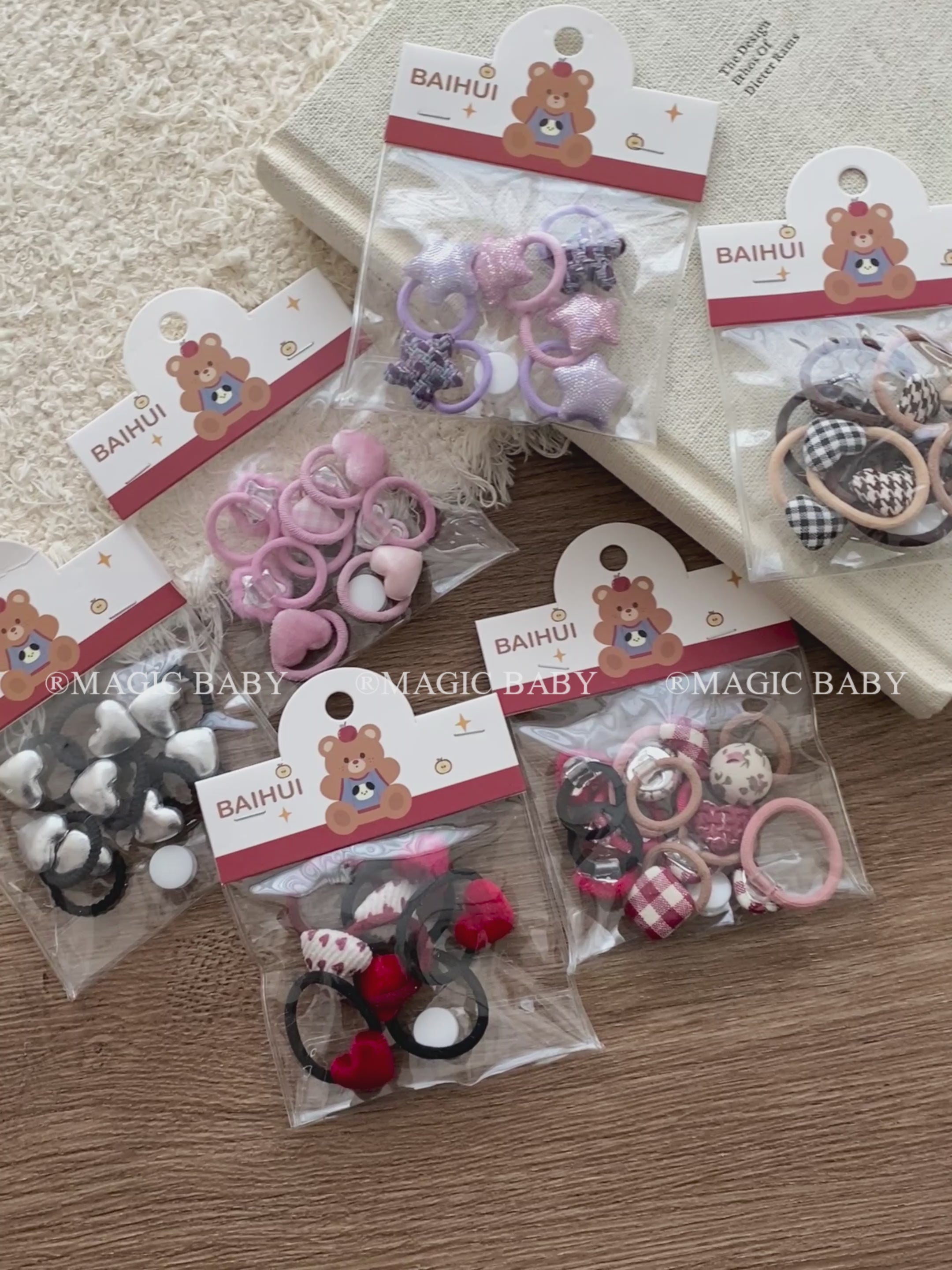 Mini Cute Star Heart Shaped Scrunchies for Baby Girls Fashion Trendy Sweet Hair Ties for Kids Children Hair Accessories in Stock