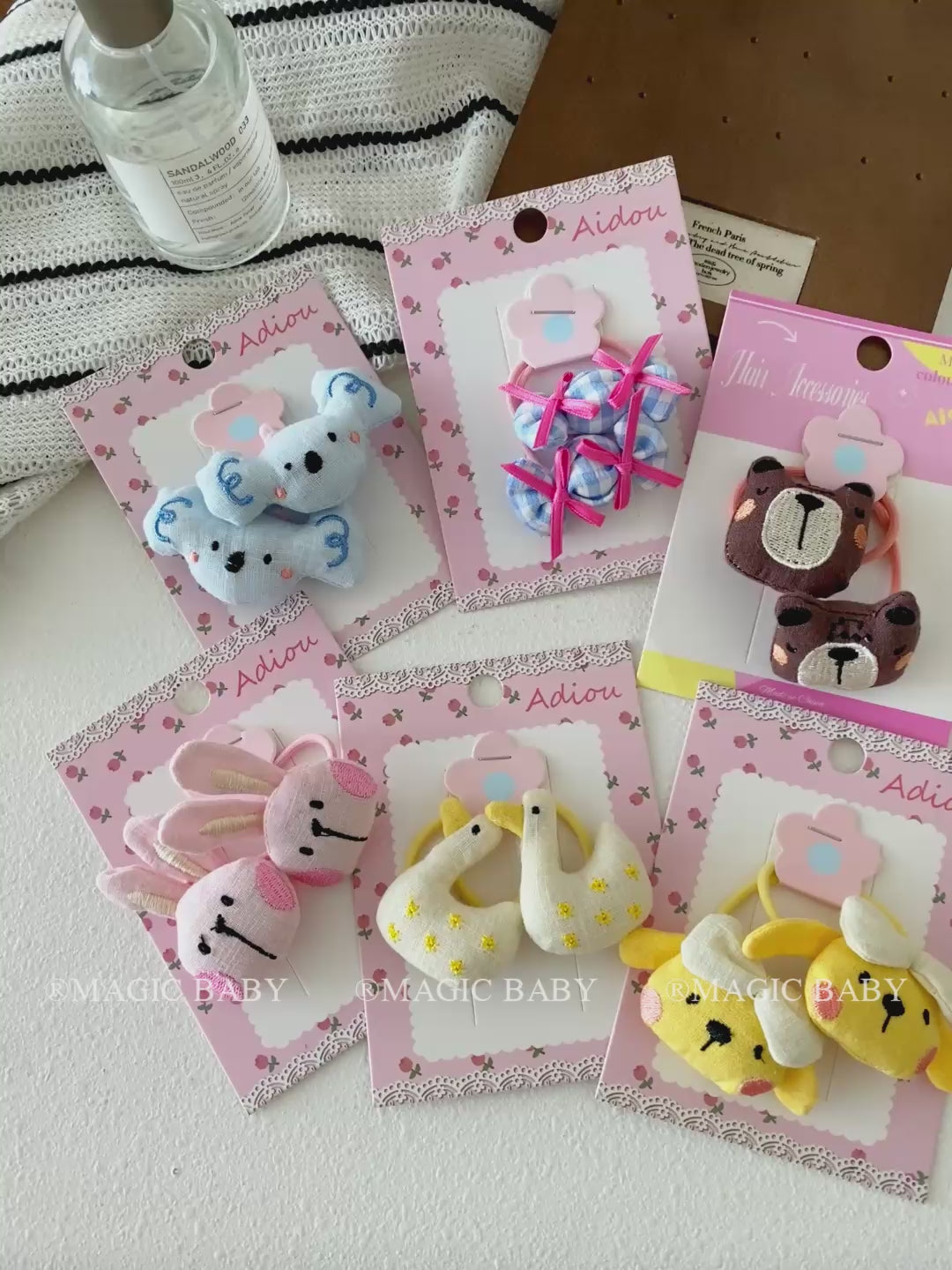Cute Sweet Animal Bowknot Plaid Scrunchies for Baby Girls Fashion Peppy Hair Ties for Kids Children Hair Accessories in Stock