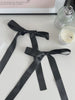 Hot Sale Black Solid Color Bowknot Long Ribbon Alligator Fashion Elegant Minimalistic Hair Claw Clips Accessory for Women Daily