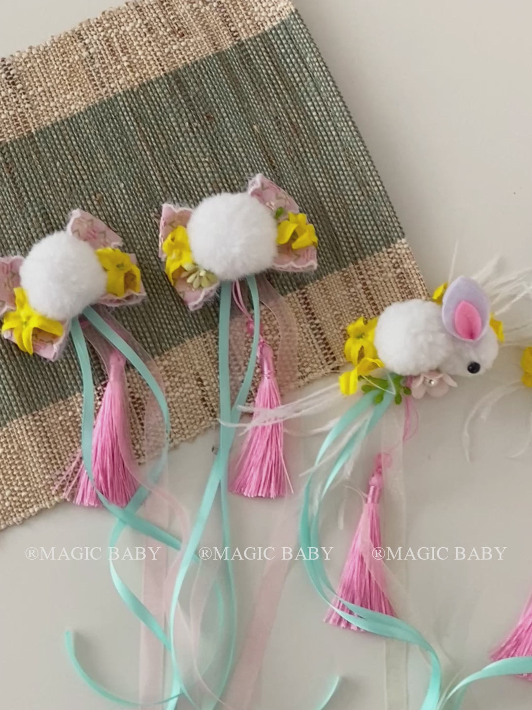 Cute Rabbit Ribbon Mid Autumn Festival Hair Clips for Baby Girls Kawaii Fashion Alligators for Kids Children Hair Accessories