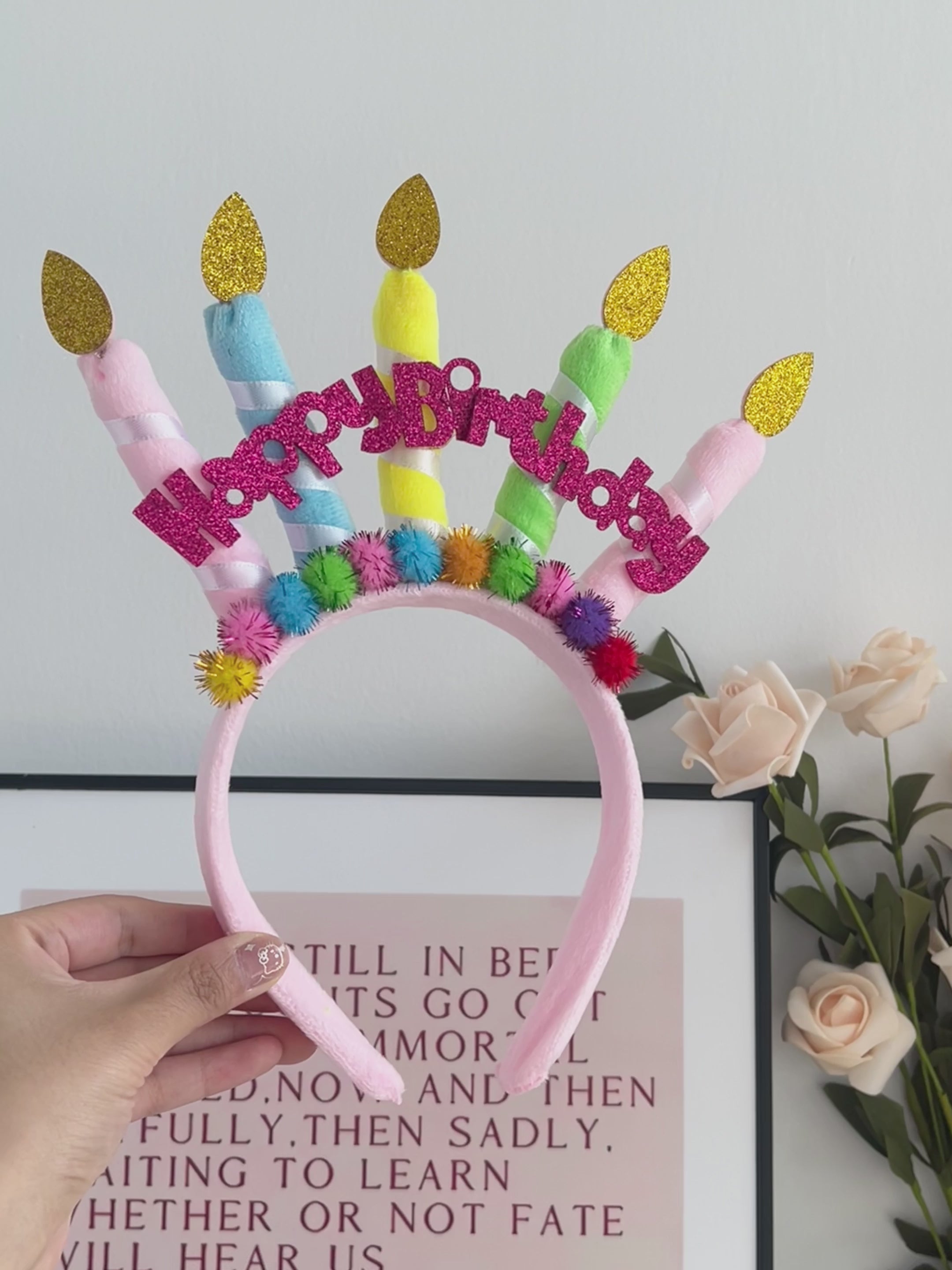 Hot Sale Cute Lightweight Pink & White Medium Headbands Sweet Birthday Cake Decorative Hairbands for Kids Wholesale Stock