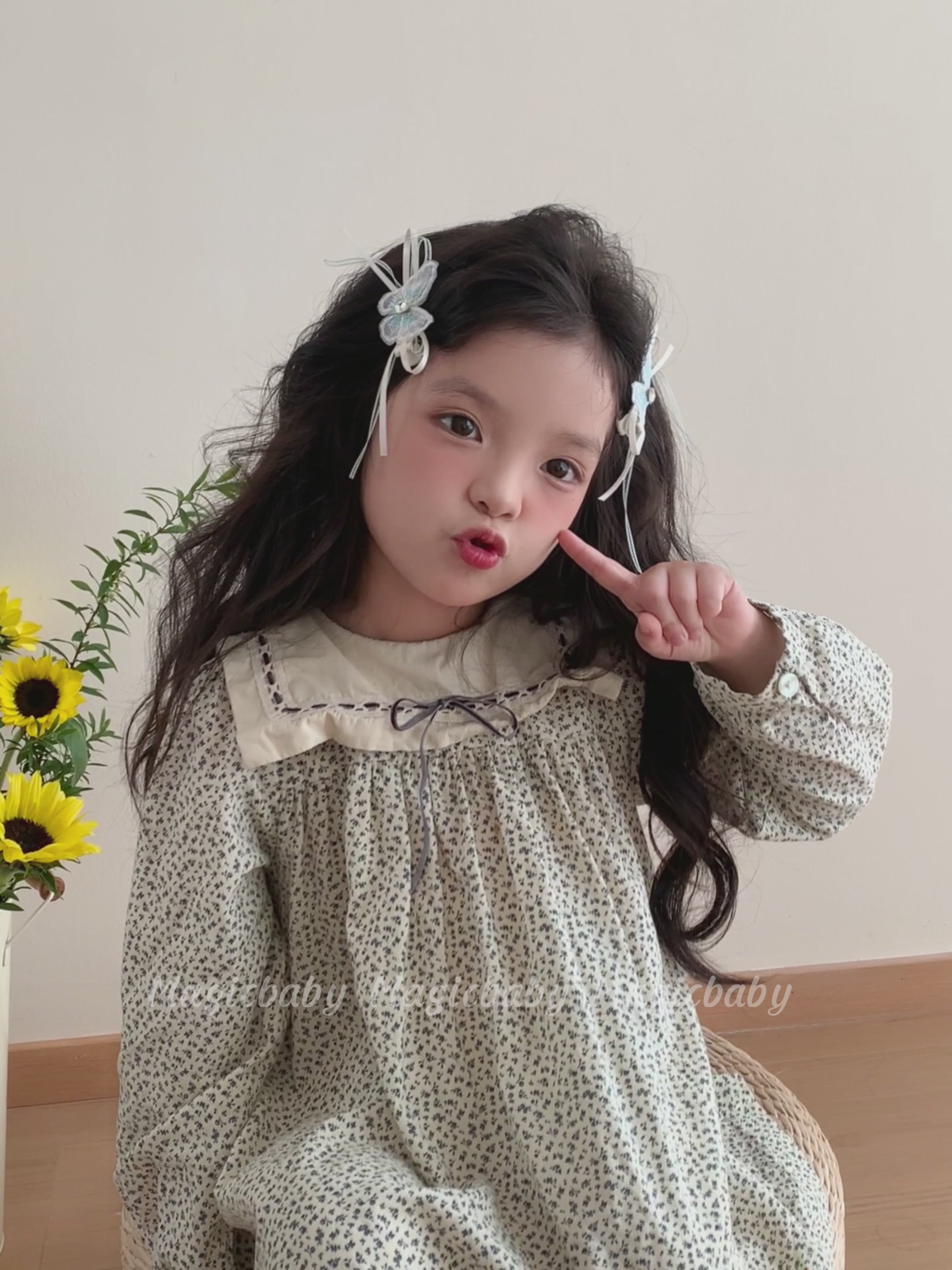 Kids Blue Butterfly Ribbon Small Hair Ties Alligator Clips Set Beauty Fashion in Stock Hairpins Scrunchies Accessories for Girls
