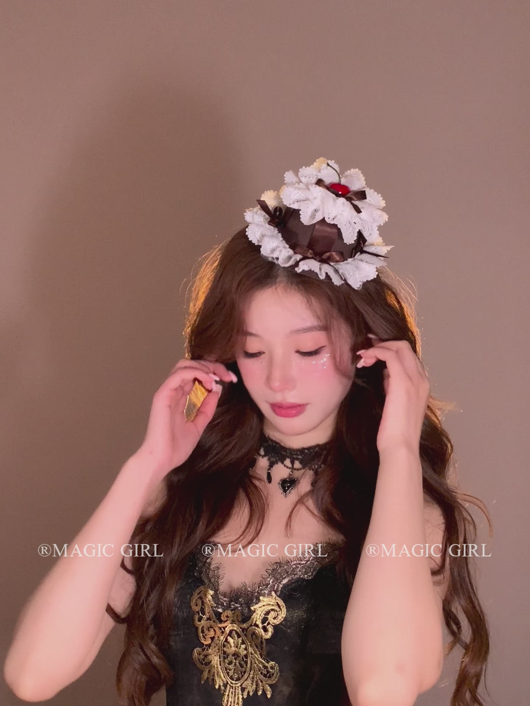 Red Sweetheart Lace Bow Cherry Little Hat Cute Birthday Hair Clip for Women Halloween Exquisite Mini Fascinator Hair Accessories