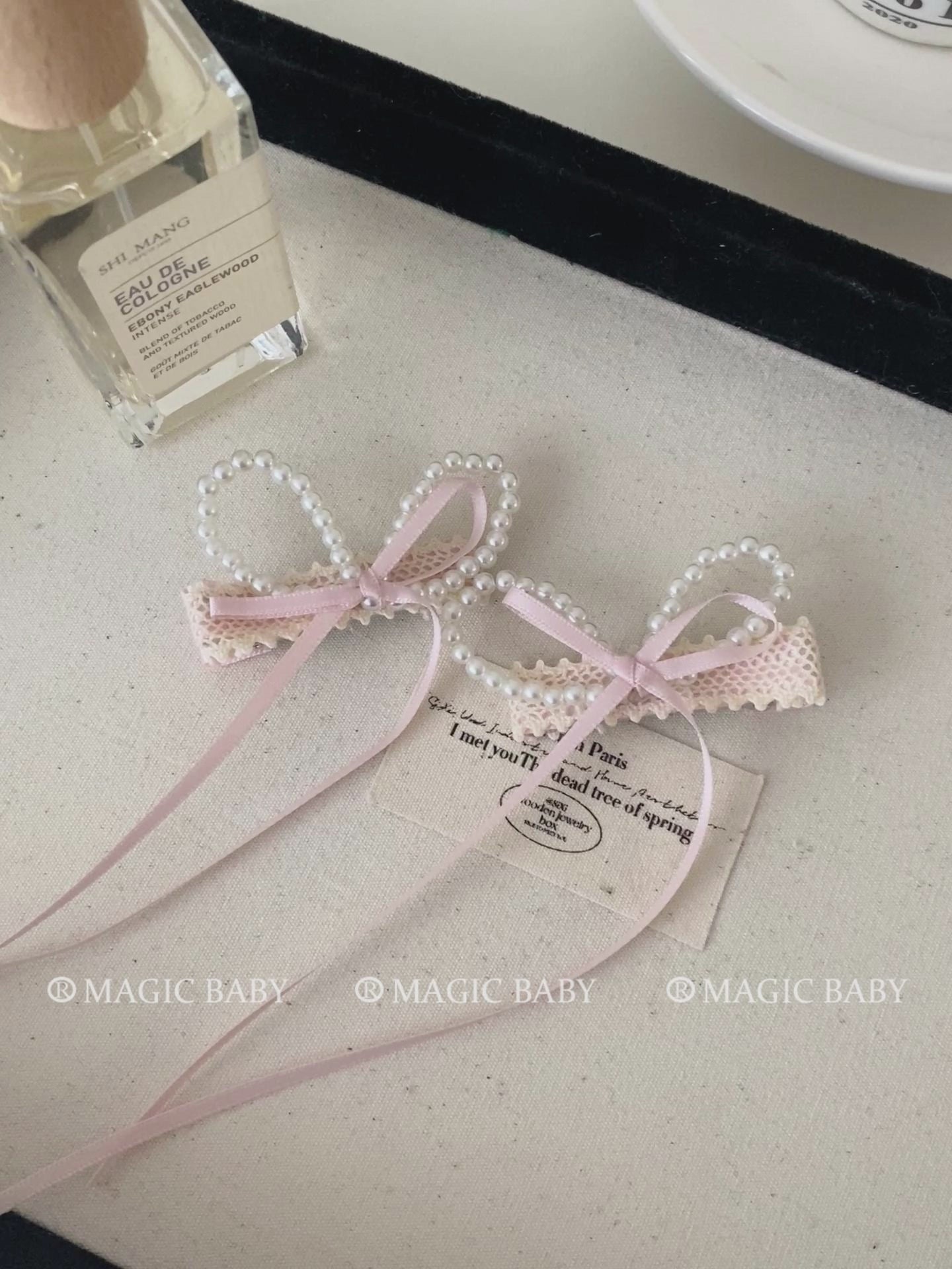 Pink Ribbon Bowknot Imitation Pearl Hair Clips for Baby Girls Fashion Sweet Elegant Cute Alligators for Kids Hair Accessories