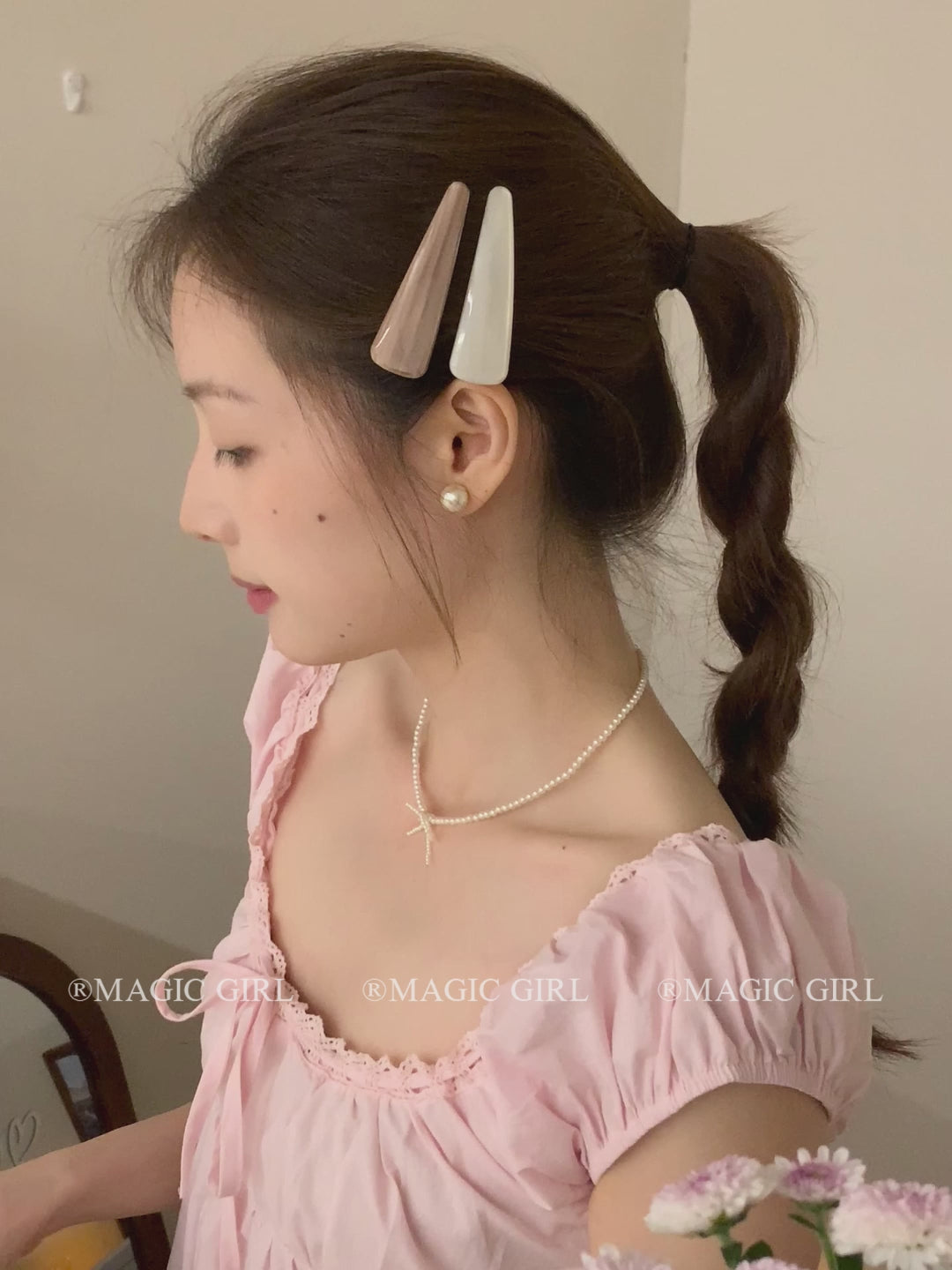 Female Pink White Minimalistic Snap Clips Fashion Elegant Customized Wholesale in Stock Hairpins Accessories for Women Party