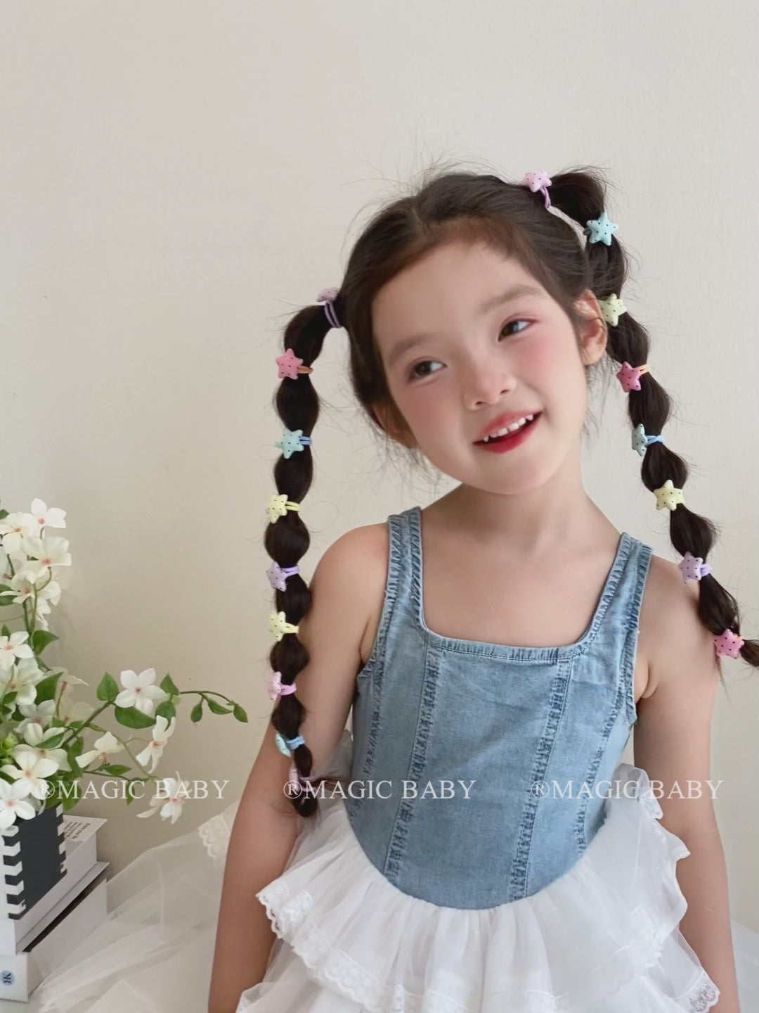 Sweet Cute Kawaii Star Heart Shaped Sceunchies for Baby Girls Mini Kawaii Hair Ties for Kids Children Hair Accessories in Stock