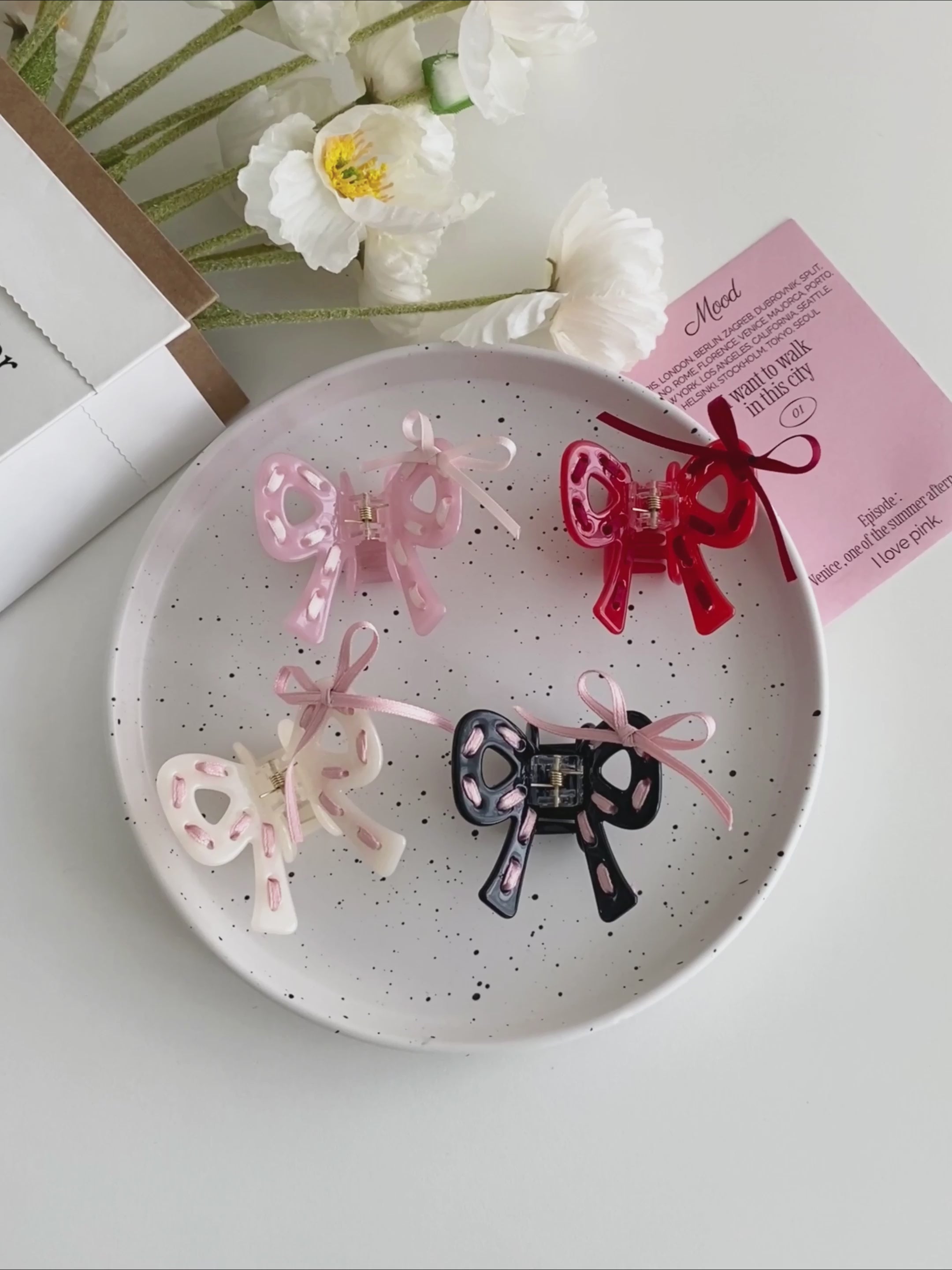 Sweet Cute Bowknot Solid Color Ribbon Hair Claw Clips for Girls Elegant Fashion Haarspange for Women Ladies Hair Accessories