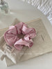Fahion Pink Satin Fabric Scrunchies High Elastic Raw Material Hair Ties for Women Sweet Lustrous in Stock Hair Accessories