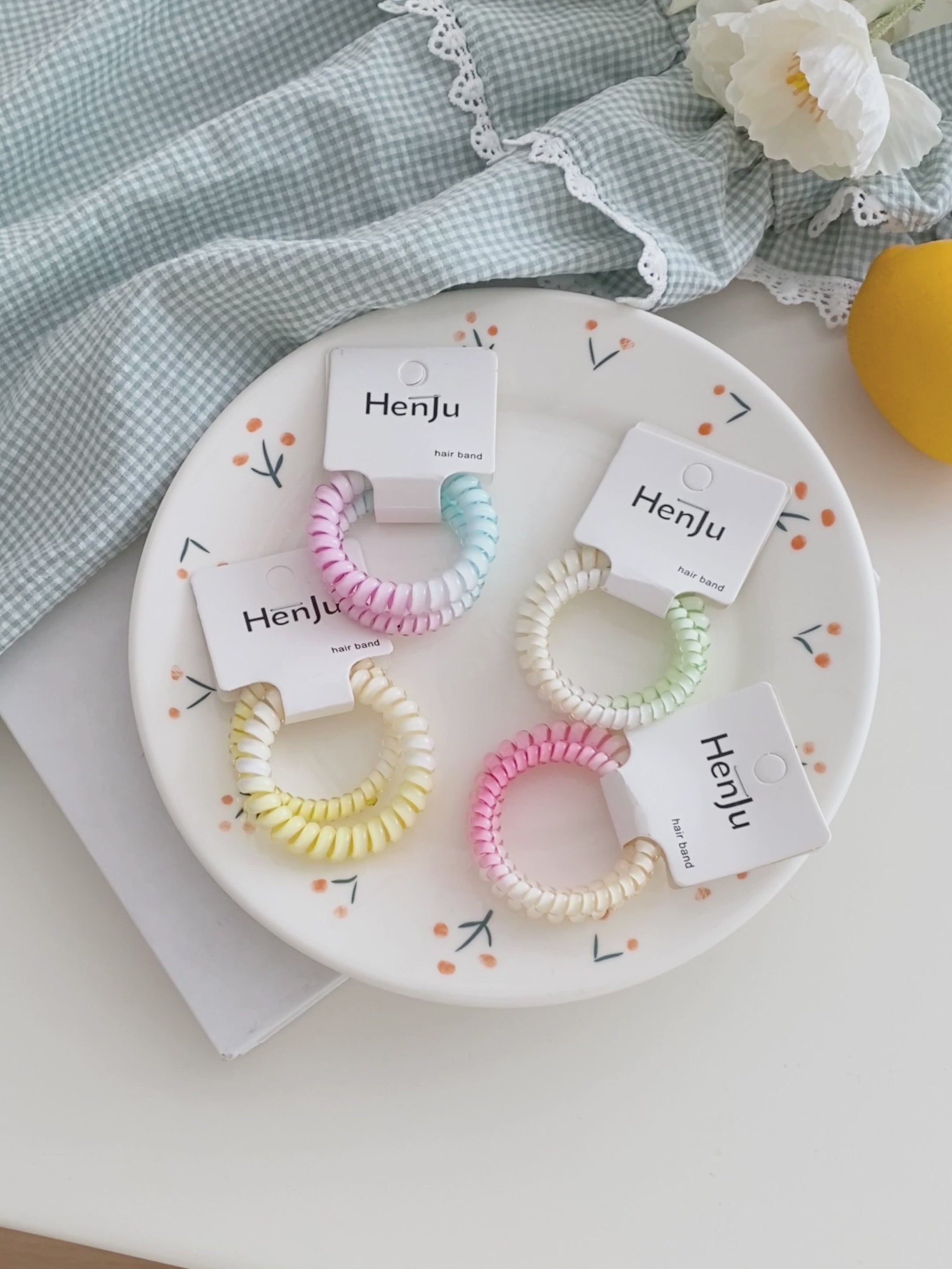 Brand New Candy Color Telephone Wire Hair Ties Simple High Elastic Scrunchies for Women Ladies Fashionable Sweet Accessories