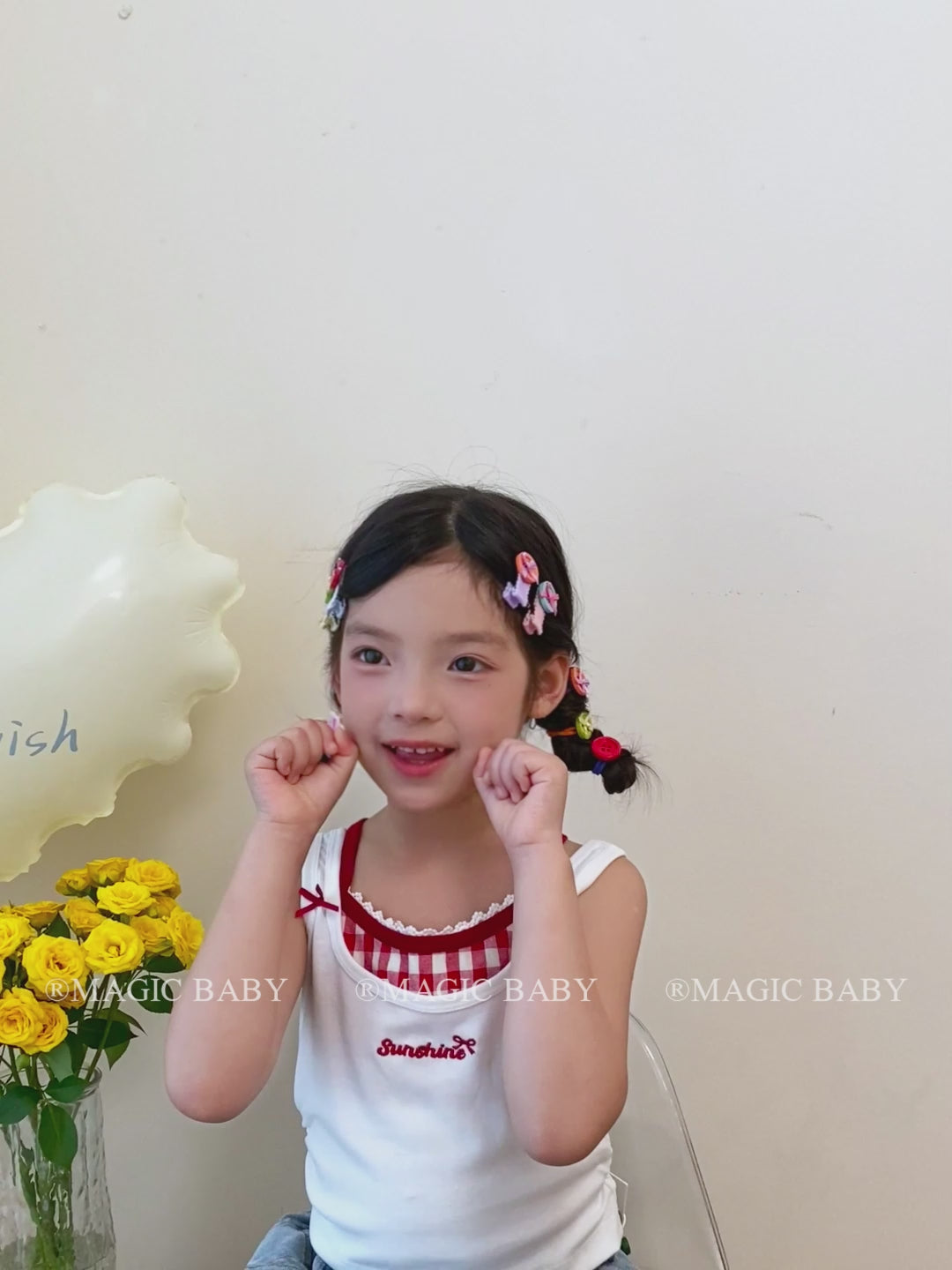 Girls Button Bowknot Decorative Small Hair Ties Alligator Clips Sweet Cute Thin Hair Scrunchies Hairpin Accessories for Children