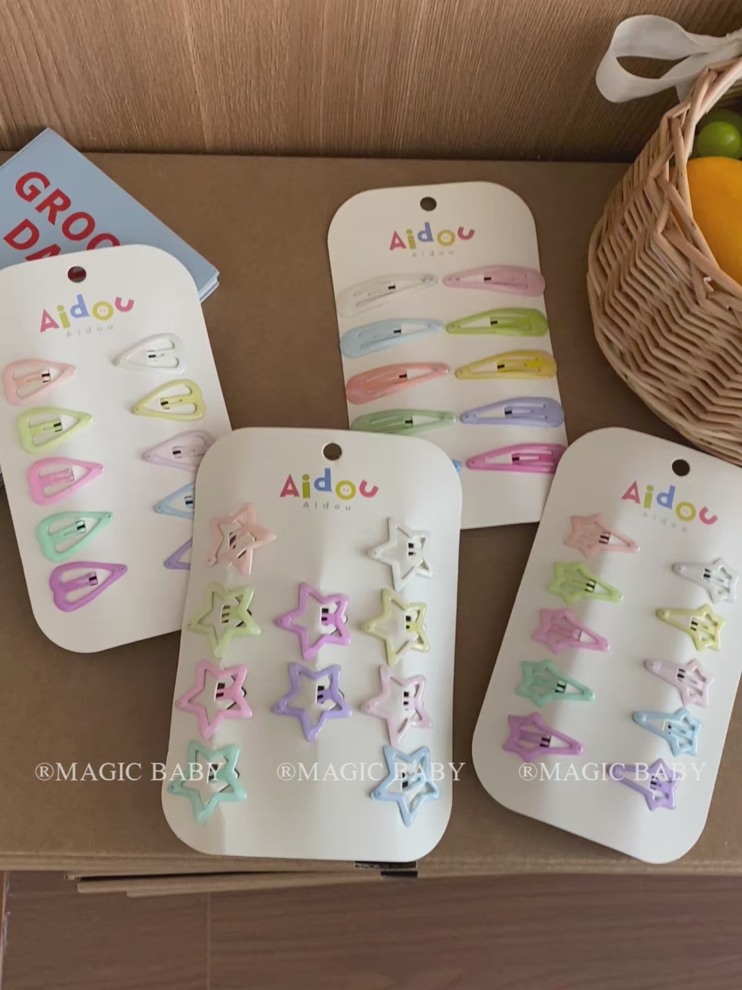 Fashion Simple Solid Color Hair Clips for Baby Girls Star Heart Shaped Snap Clips for Kids Children Hair Accessories in Stock