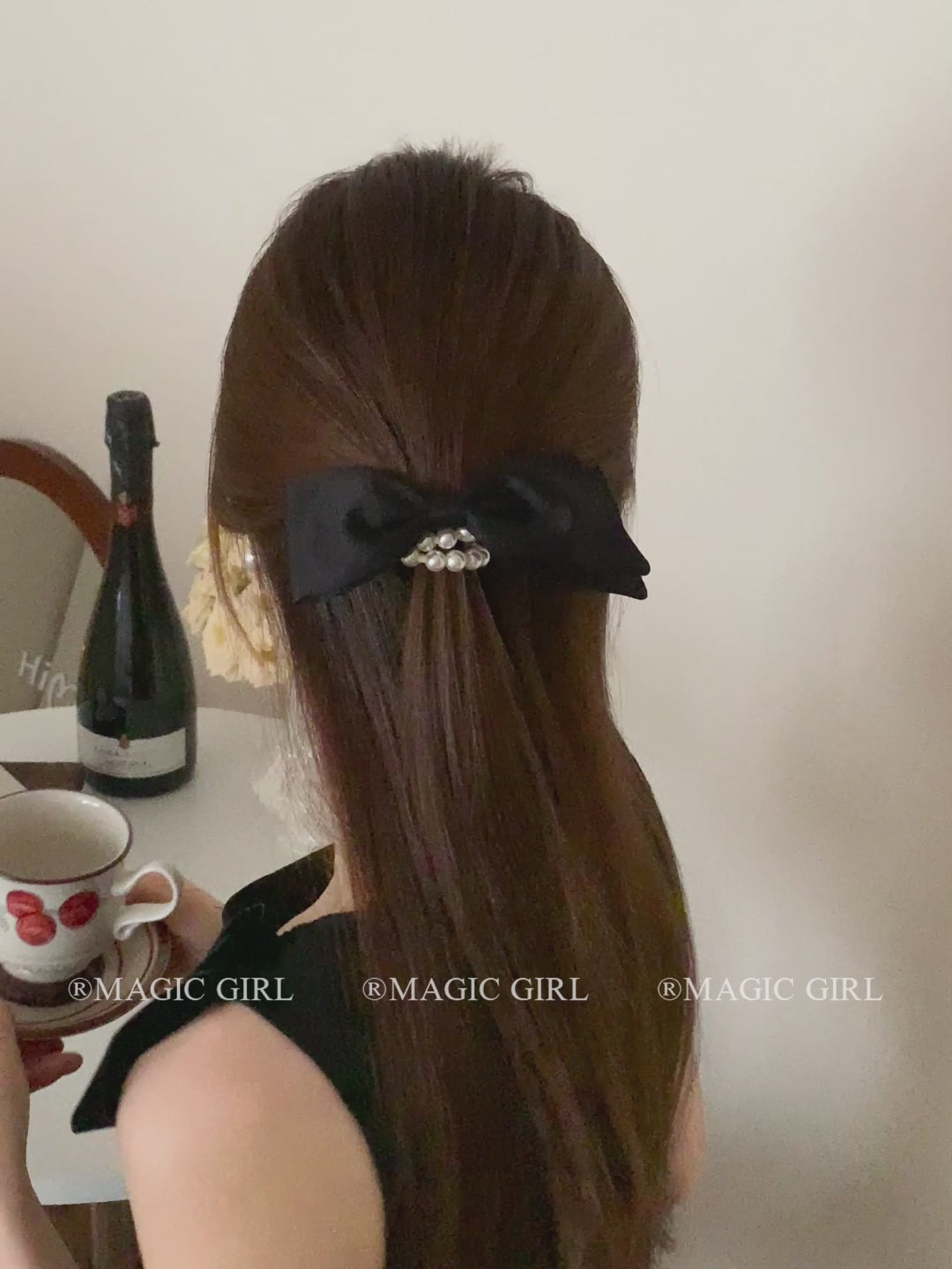 Female 2025 Hot Sale Imitation Pearl Bowknot Hair Ties Elegant Fashion Ponytail Hold Scrunchies Accessories for Women Daily