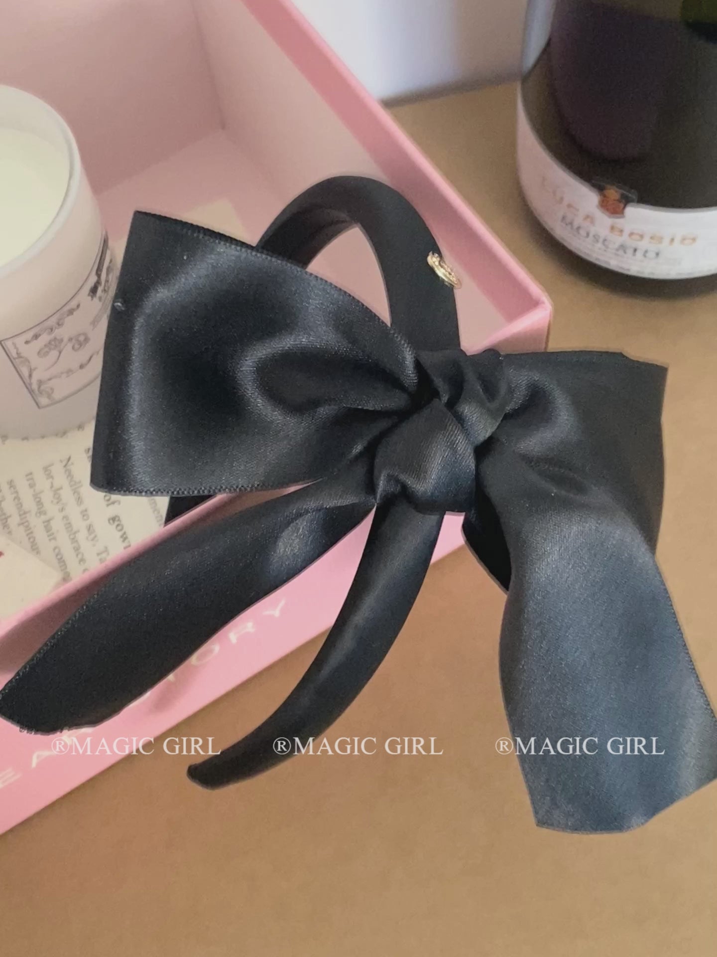 Hot Sale Black Solid Color Large Fabric Bowknot Hairbands Fashion Elegant Wholesale in Stock Headbands Accessories for Women
