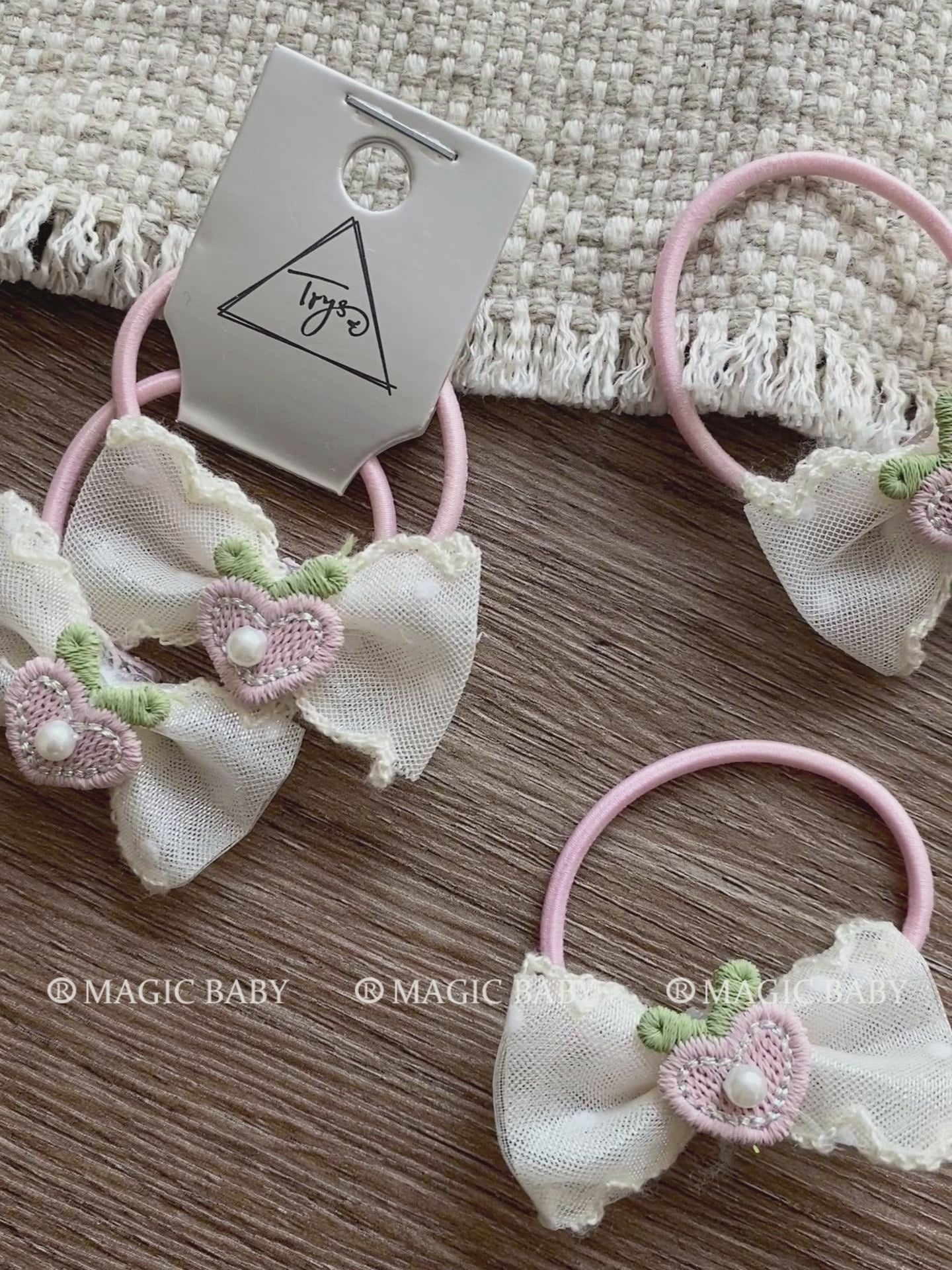 Girly Aesthetic Bowknot Heart Small Scrunchies Sweet Cute Fashion Wholesale in Stock Hair Ties for Daily Stage Travelling Use